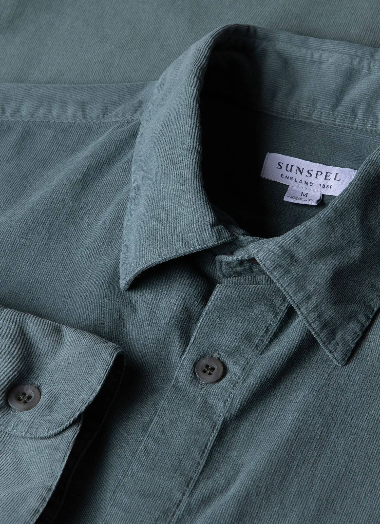 Men's Fine Cord Shirt in Smoke Green sold by Sunspel product image thumbnail 4