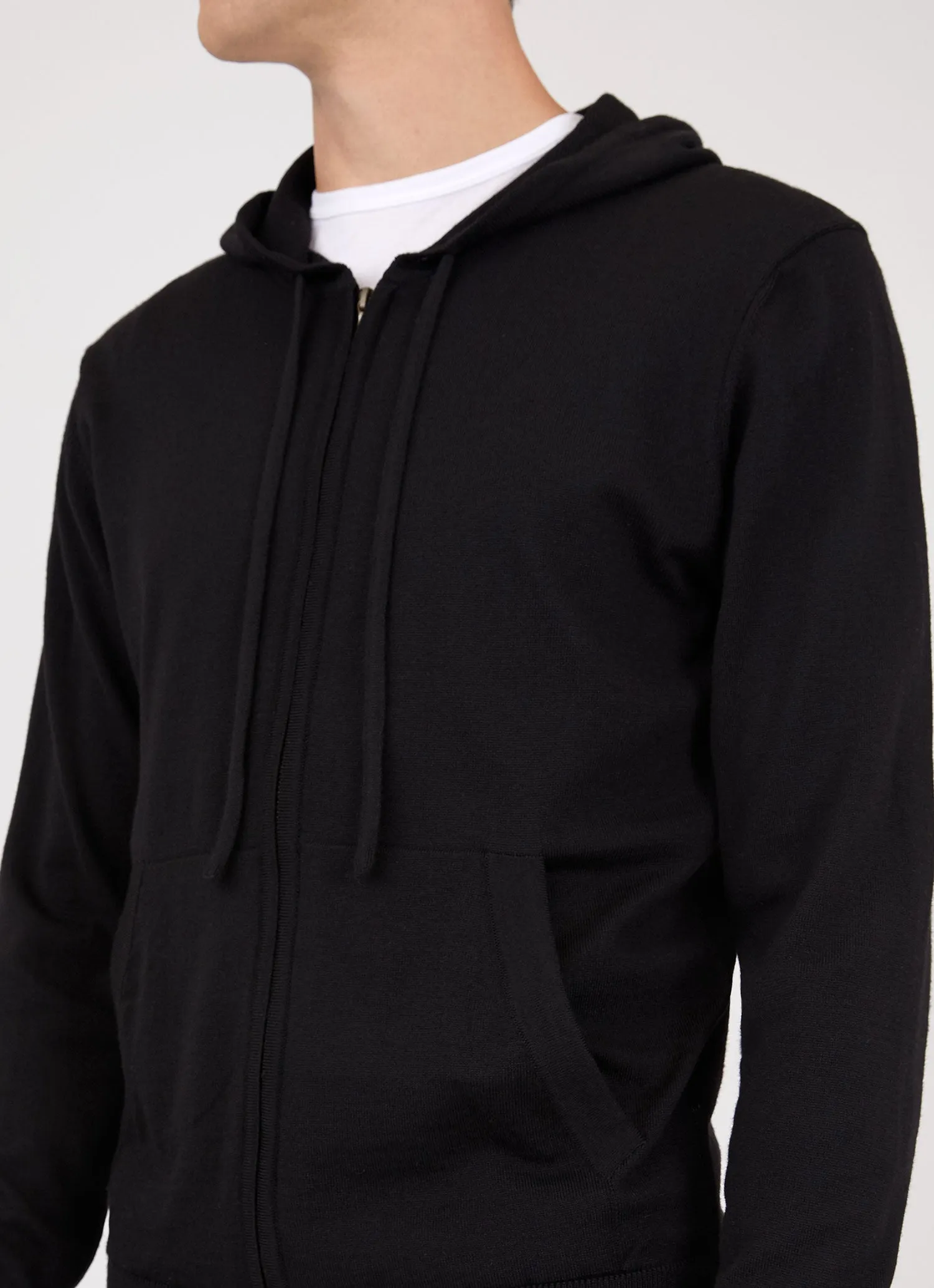 Men's Merino Zip Hoodie in Black sold by Sunspel product image thumbnail 5