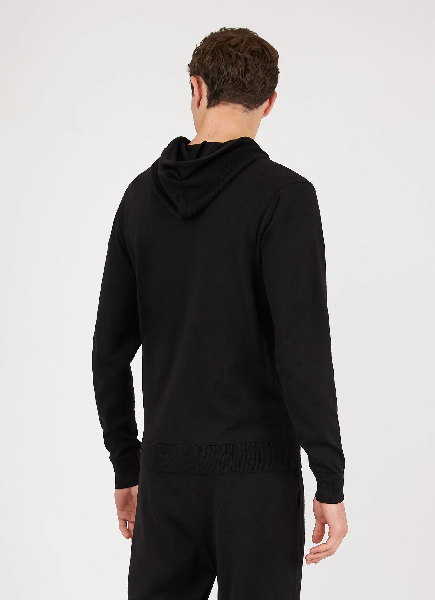 Men's Merino Zip Hoodie in Black sold by Sunspel product image thumbnail 4