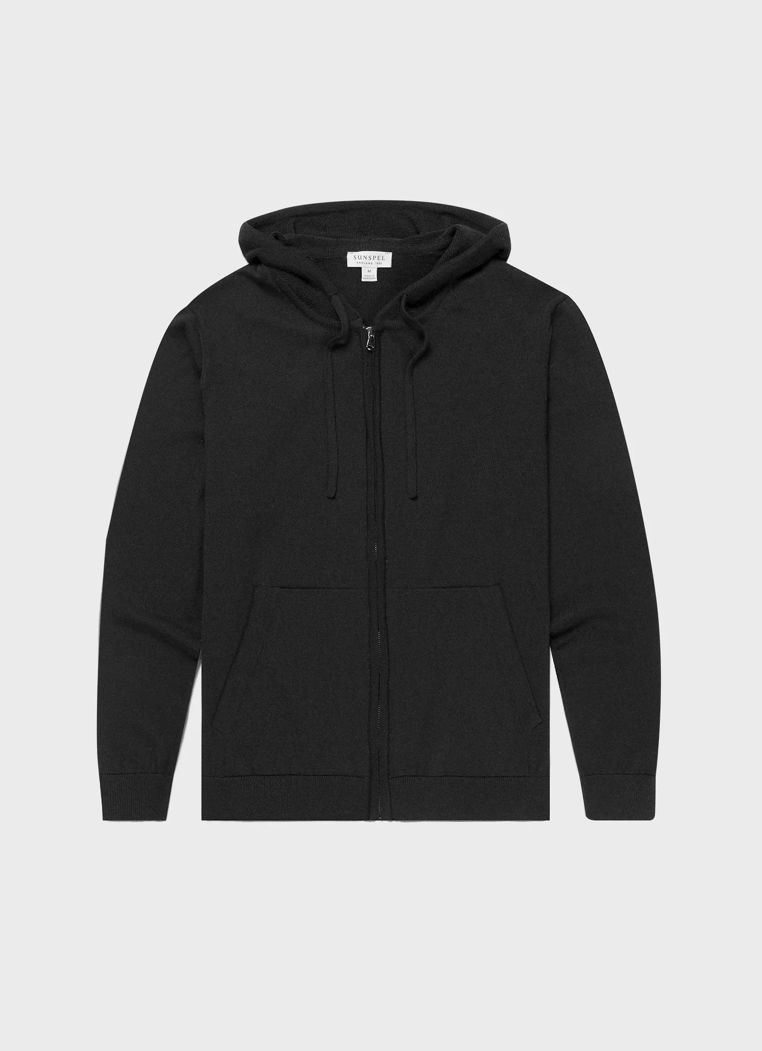 Men's Merino Zip Hoodie in Black sold by Sunspel