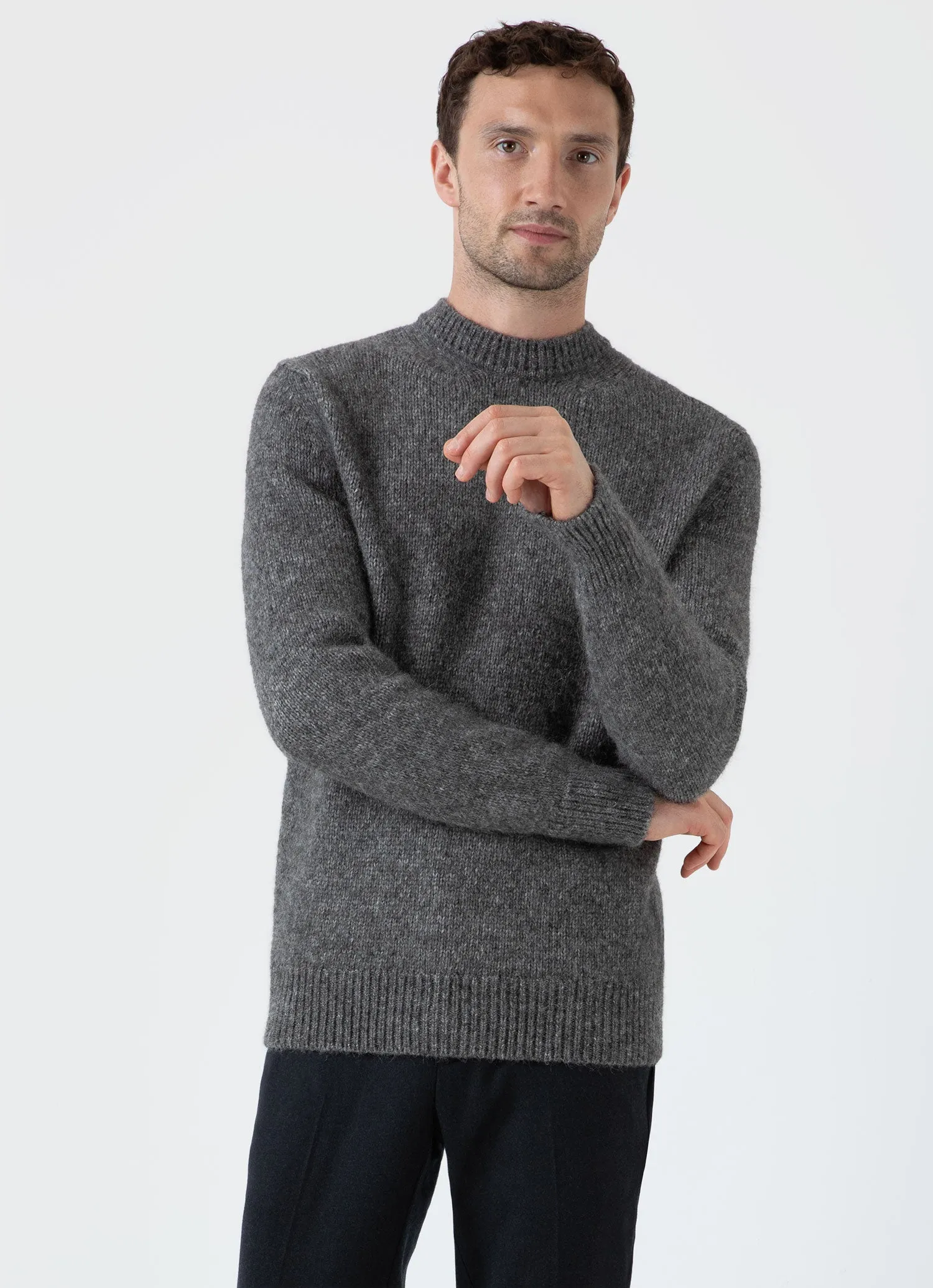 Men's Alpaca Wool Jumper in Charcoal Melange sold by Sunspel product image thumbnail 2