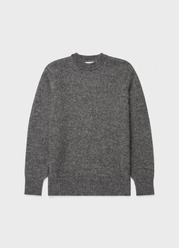 Men's Alpaca Wool Jumper in Charcoal Melange sold by Sunspel