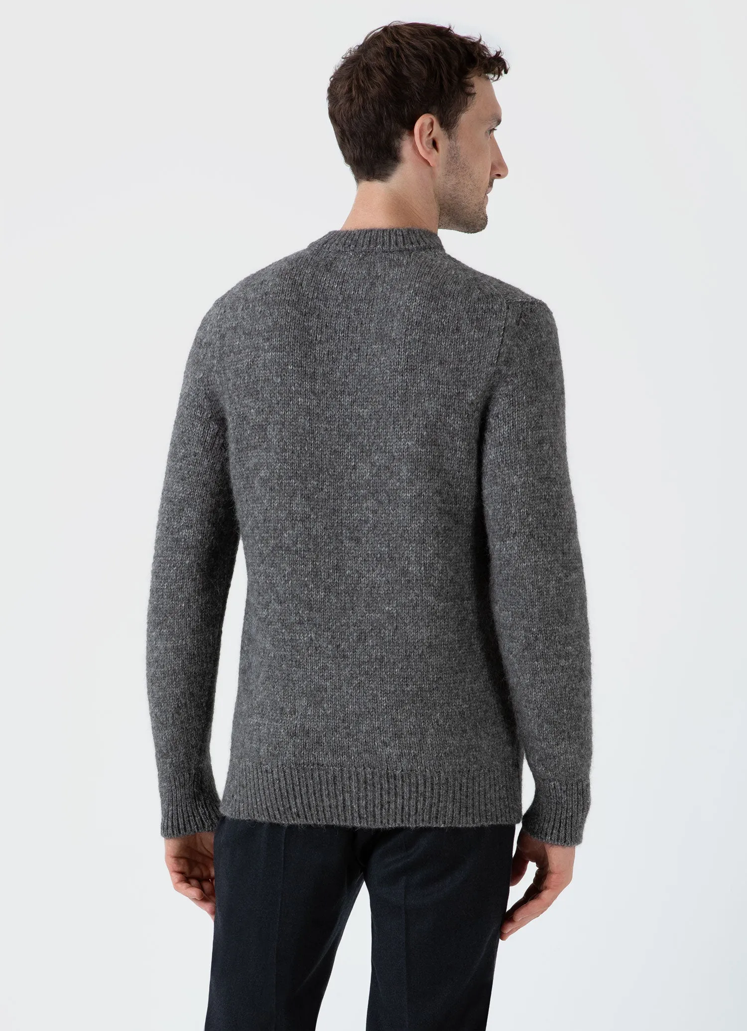 Men's Alpaca Wool Jumper in Charcoal Melange sold by Sunspel product image thumbnail 5