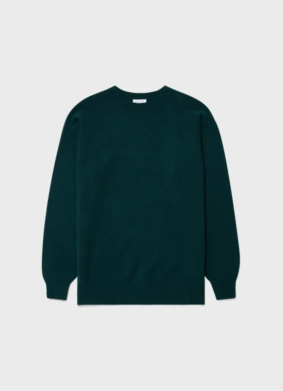 Men's Lambswool Crew Neck Jumper in Dark Green sold by Sunspel