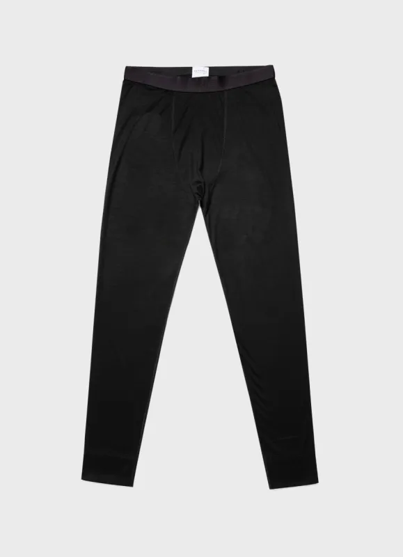 Men's Merino Long John Base Layer in Black sold by Sunspel