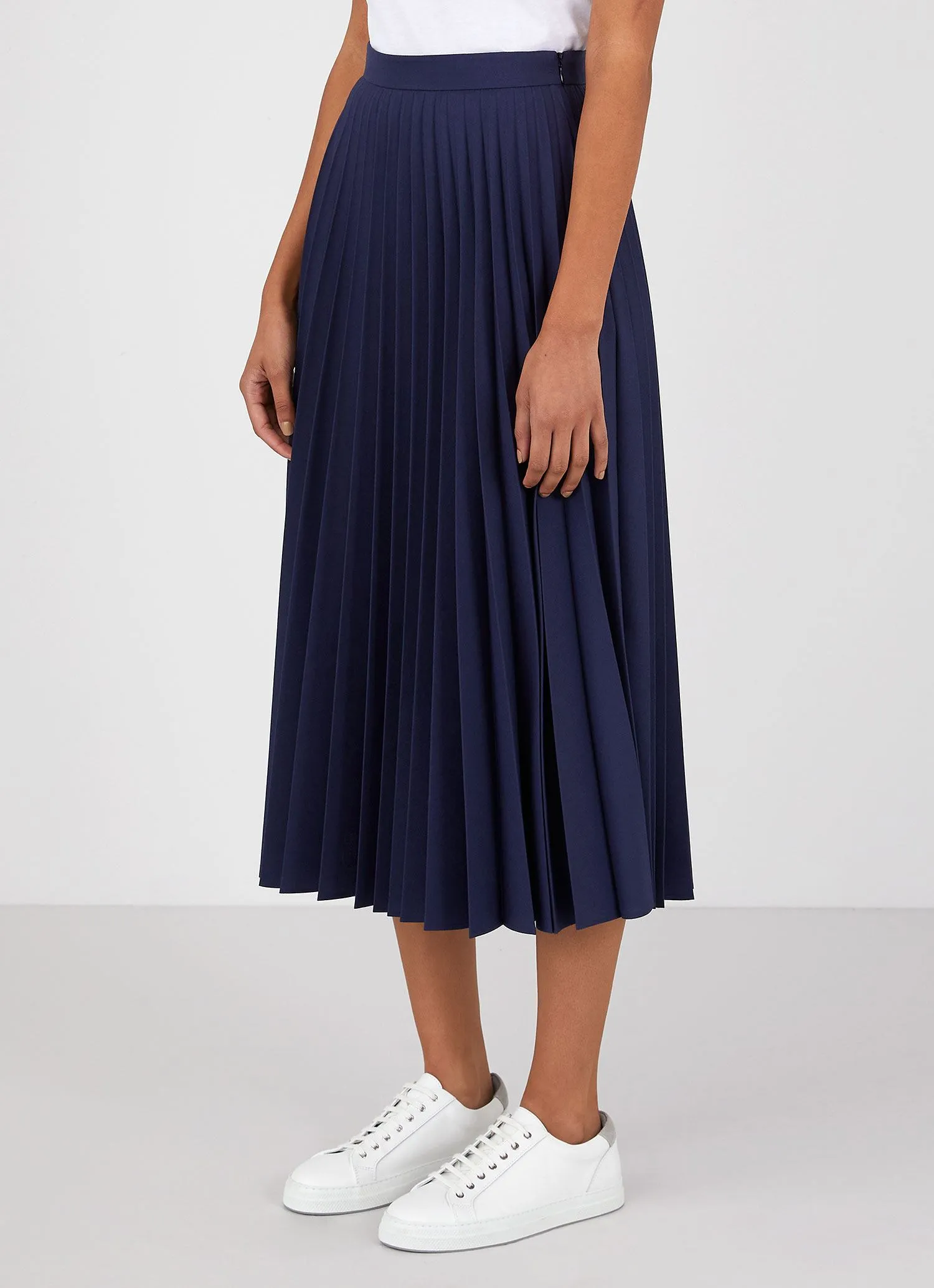 Women's Pleated Skirt in Navy sold by Sunspel