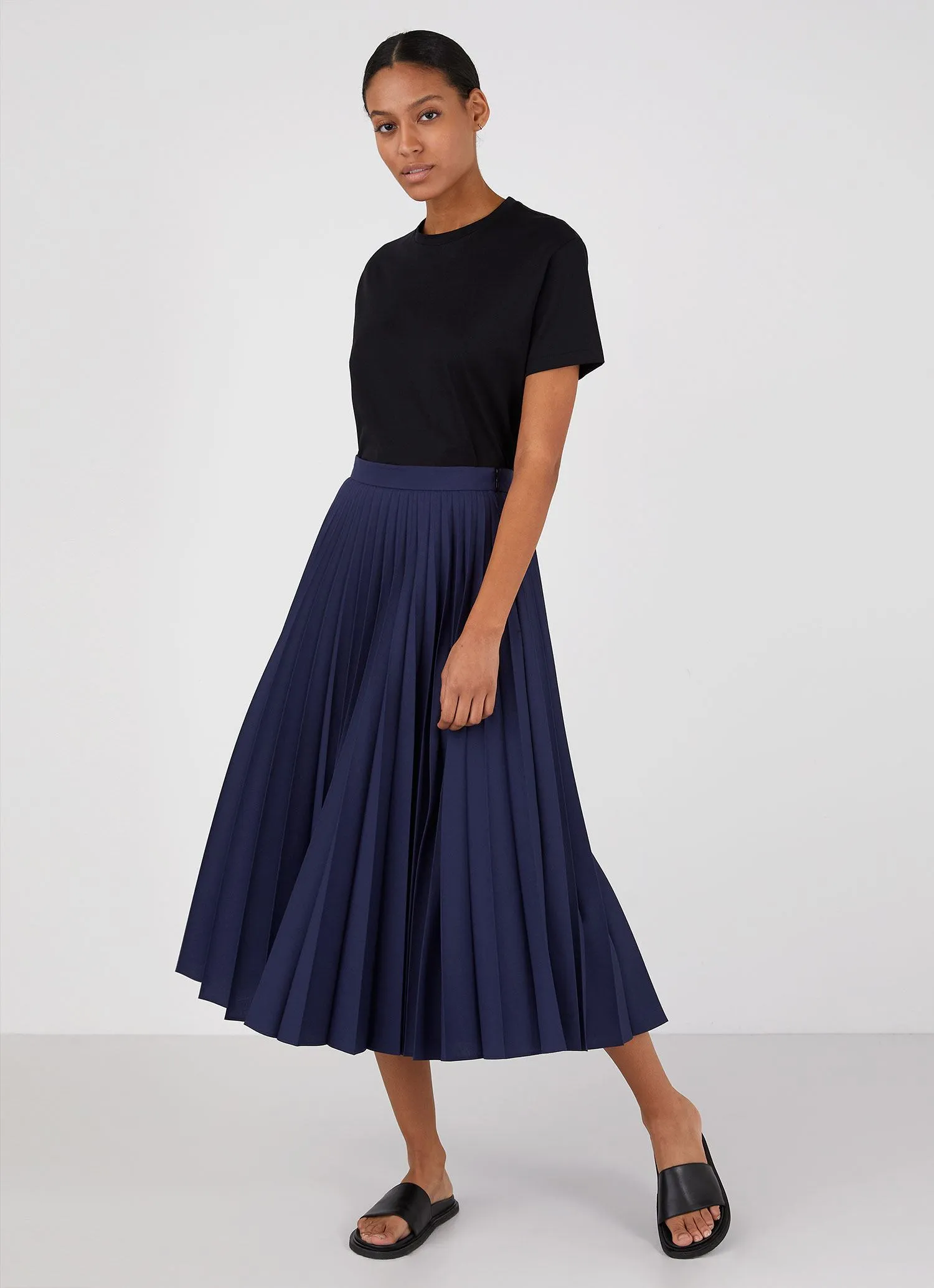 Women's Pleated Skirt in Navy sold by Sunspel product image thumbnail 2