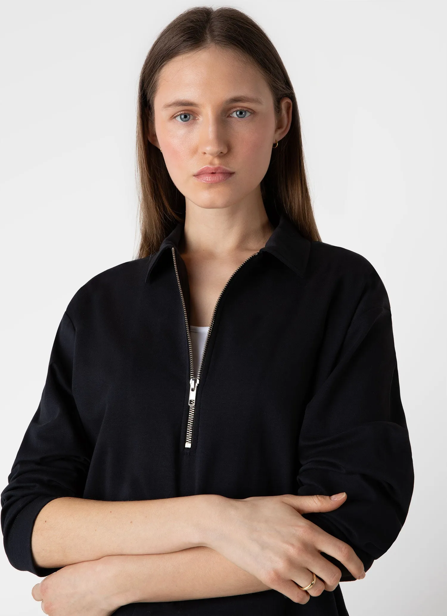 Women's Jersey Polo Top in Black sold by Sunspel product image thumbnail 2