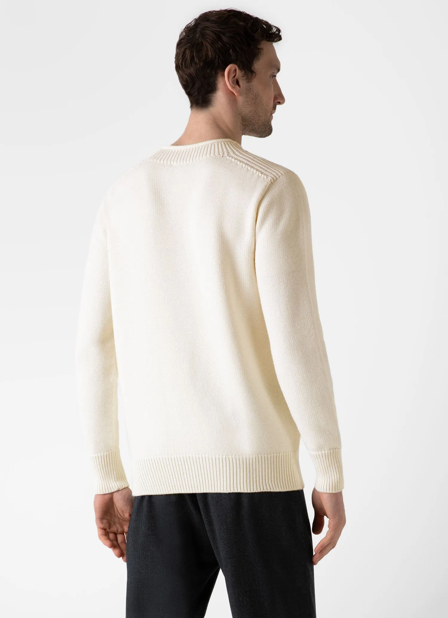 Men's English Merino Fisherman Jumper in Ecru sold by Sunspel product image thumbnail 5