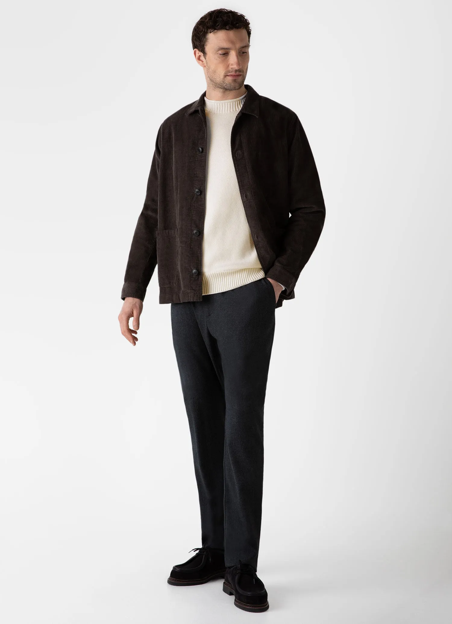 Men's English Merino Fisherman Jumper in Ecru sold by Sunspel product image thumbnail 3