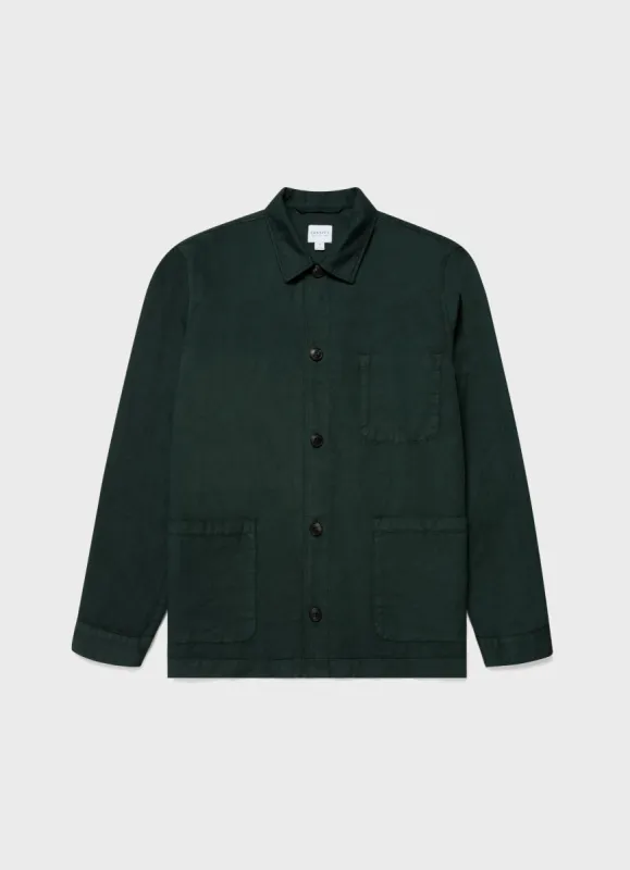 Men's Cotton Linen Twin Pocket Jacket in Seaweed sold by Sunspel