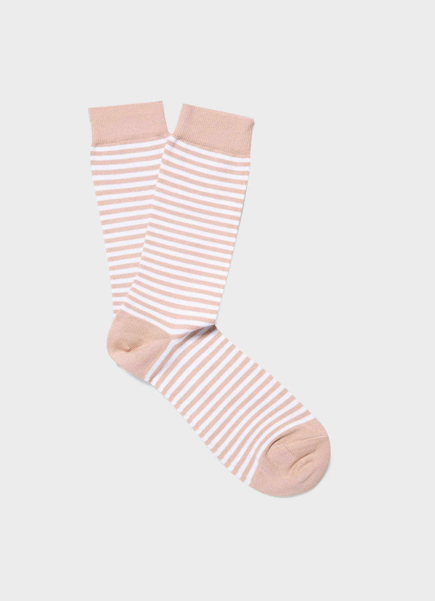 Men's Cotton Socks in Shell Pink/White English Stripe sold by Sunspel