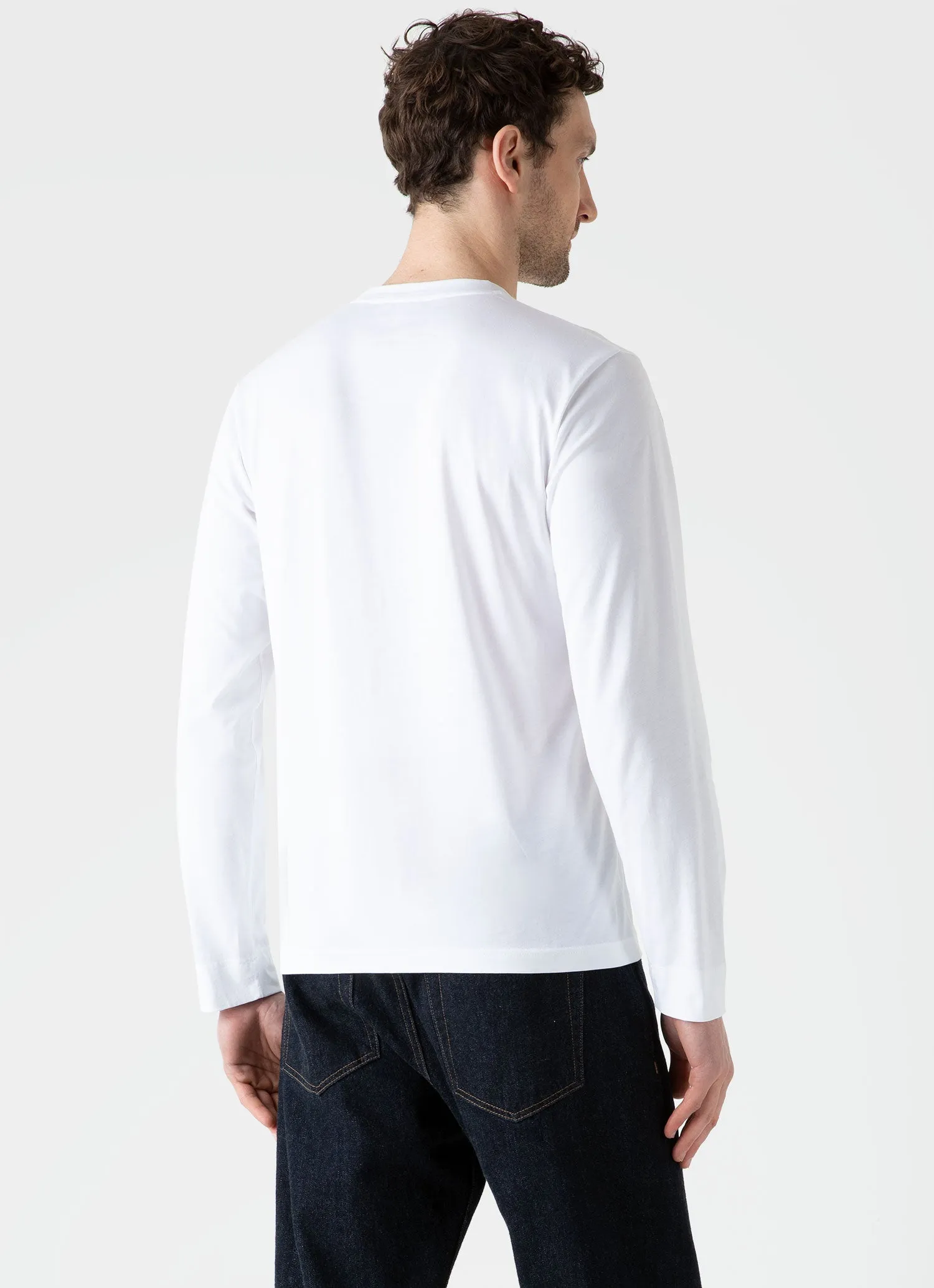 Men's Long Sleeve Riviera T-shirt in White sold by Sunspel product image thumbnail 5