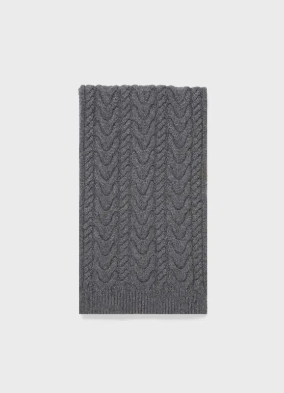 Cashmere Cable Scarf in Mid Grey Melange sold by Sunspel