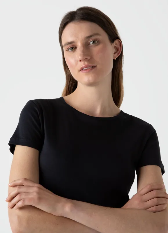 Women's Sea Island Cotton T-shirt in Black sold by Sunspel