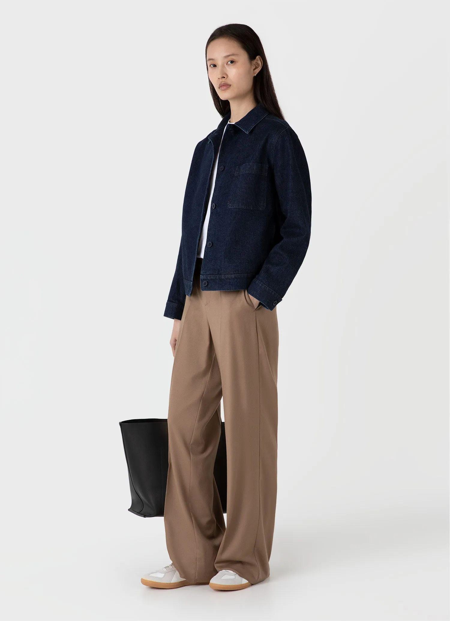 Women's Denim Chore Jacket in Denim Rinse Wash sold by Sunspel product image thumbnail 2