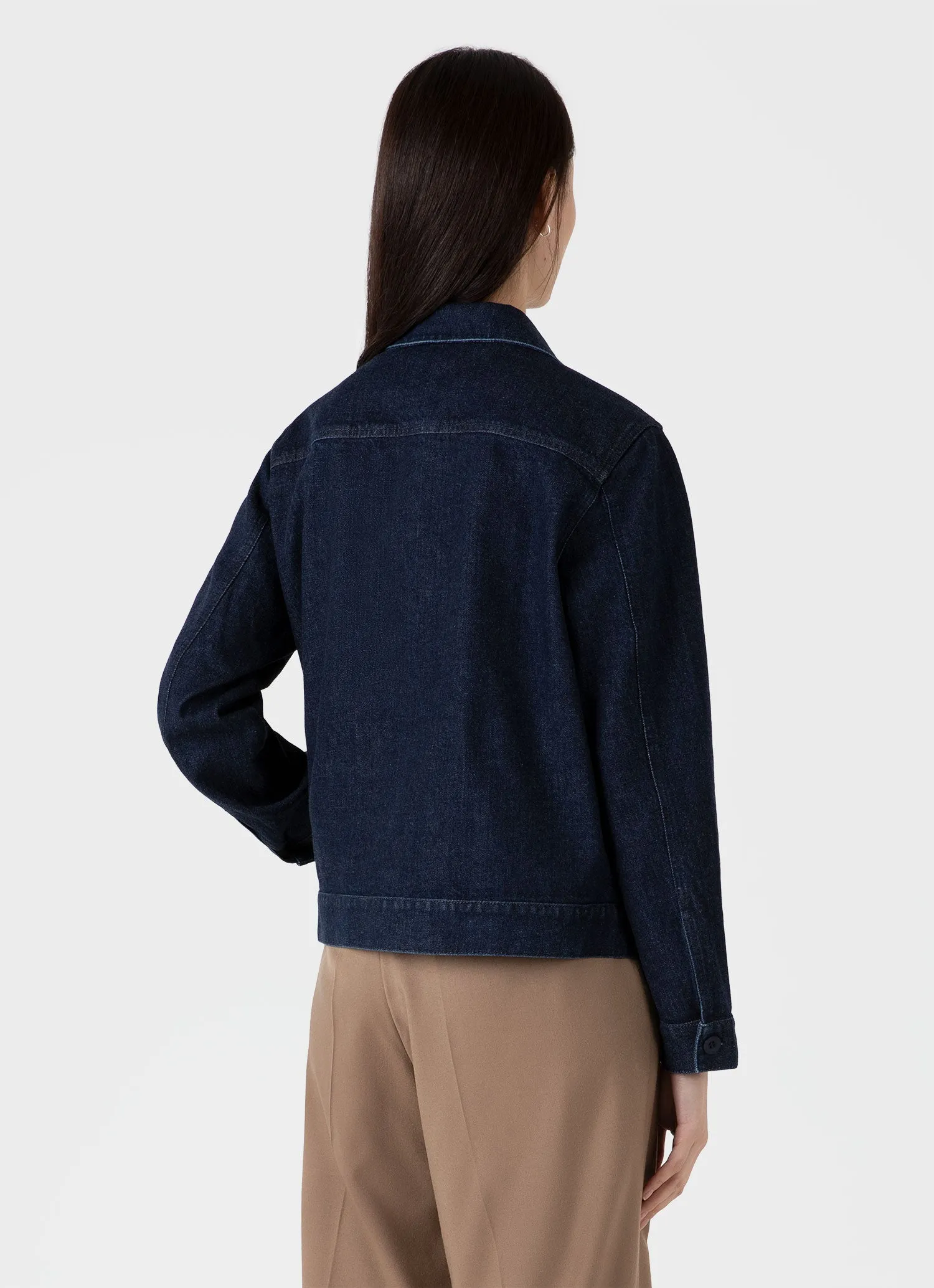Women's Denim Chore Jacket in Denim Rinse Wash sold by Sunspel product image thumbnail 3