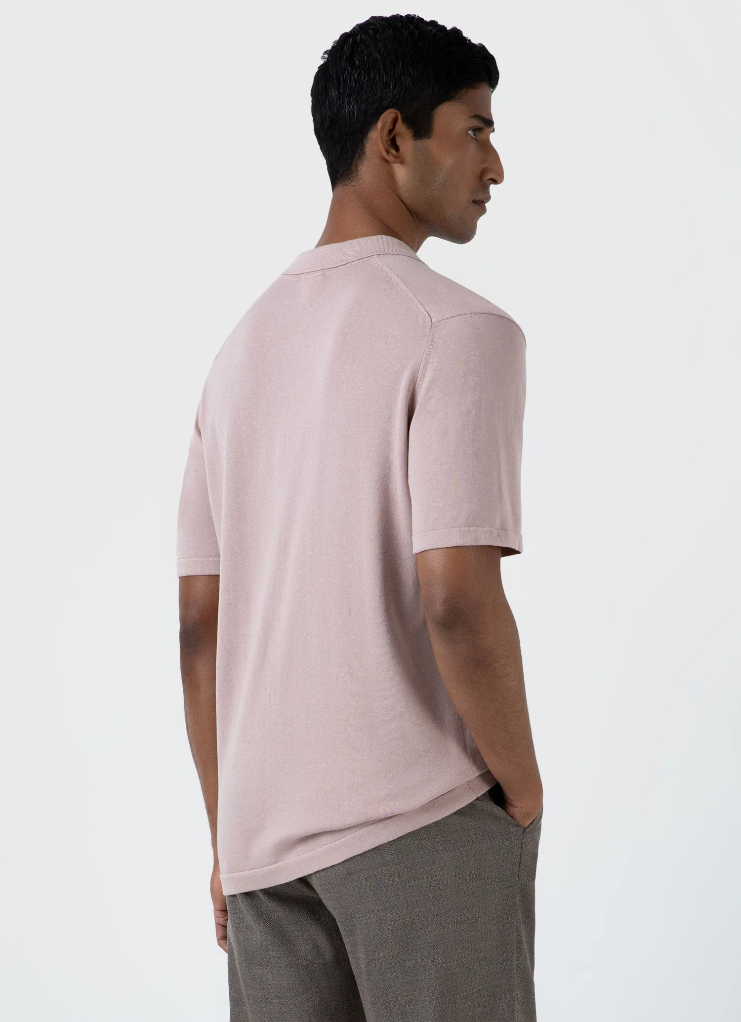 Men's Sea Island Cotton Polo Shirt in Pale Pink sold by Sunspel product image thumbnail 5