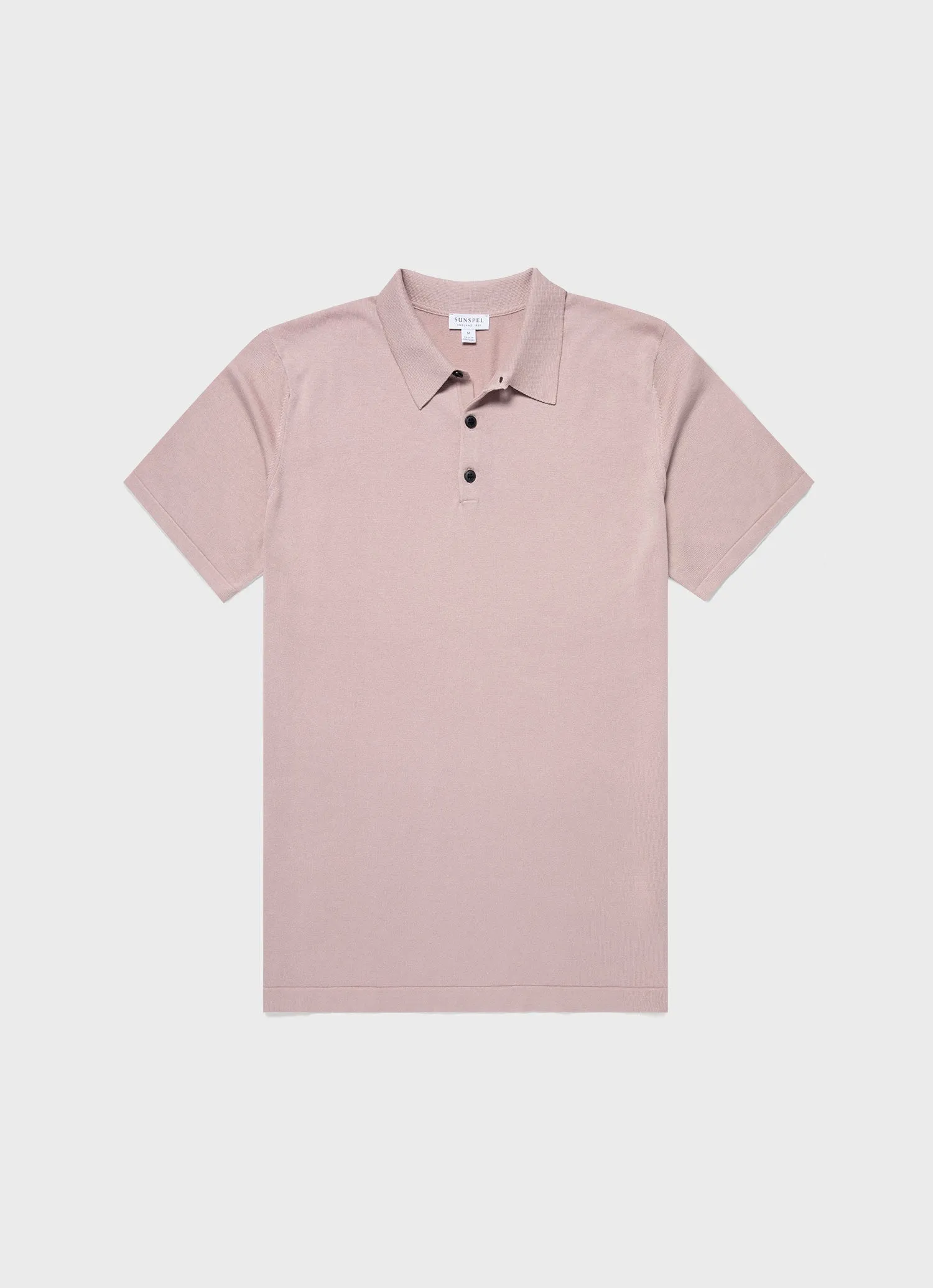 Men's Sea Island Cotton Polo Shirt in Pale Pink sold by Sunspel