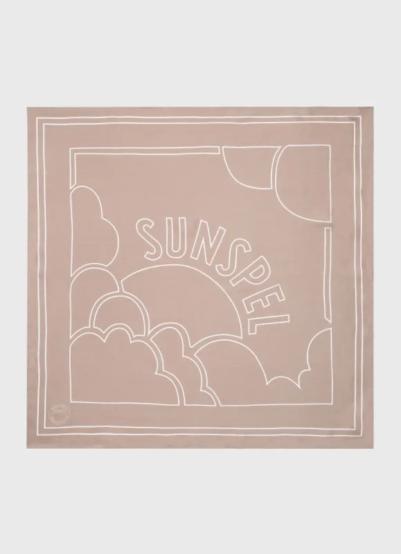 Women's Silk Scarf in Sandstone Linear Archive Print sold by Sunspel