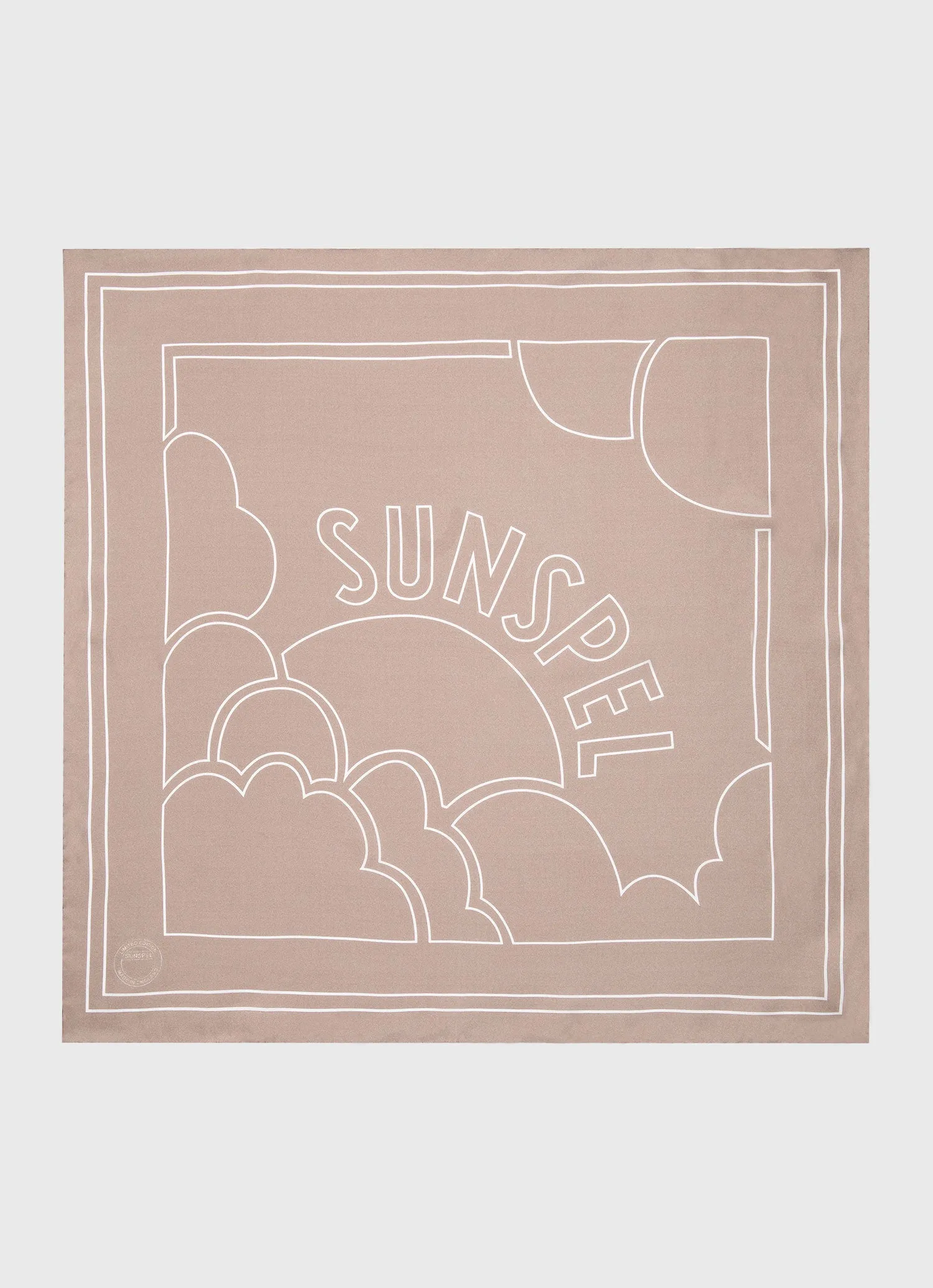 Women's Silk Scarf in Sandstone Linear Archive Print sold by Sunspel