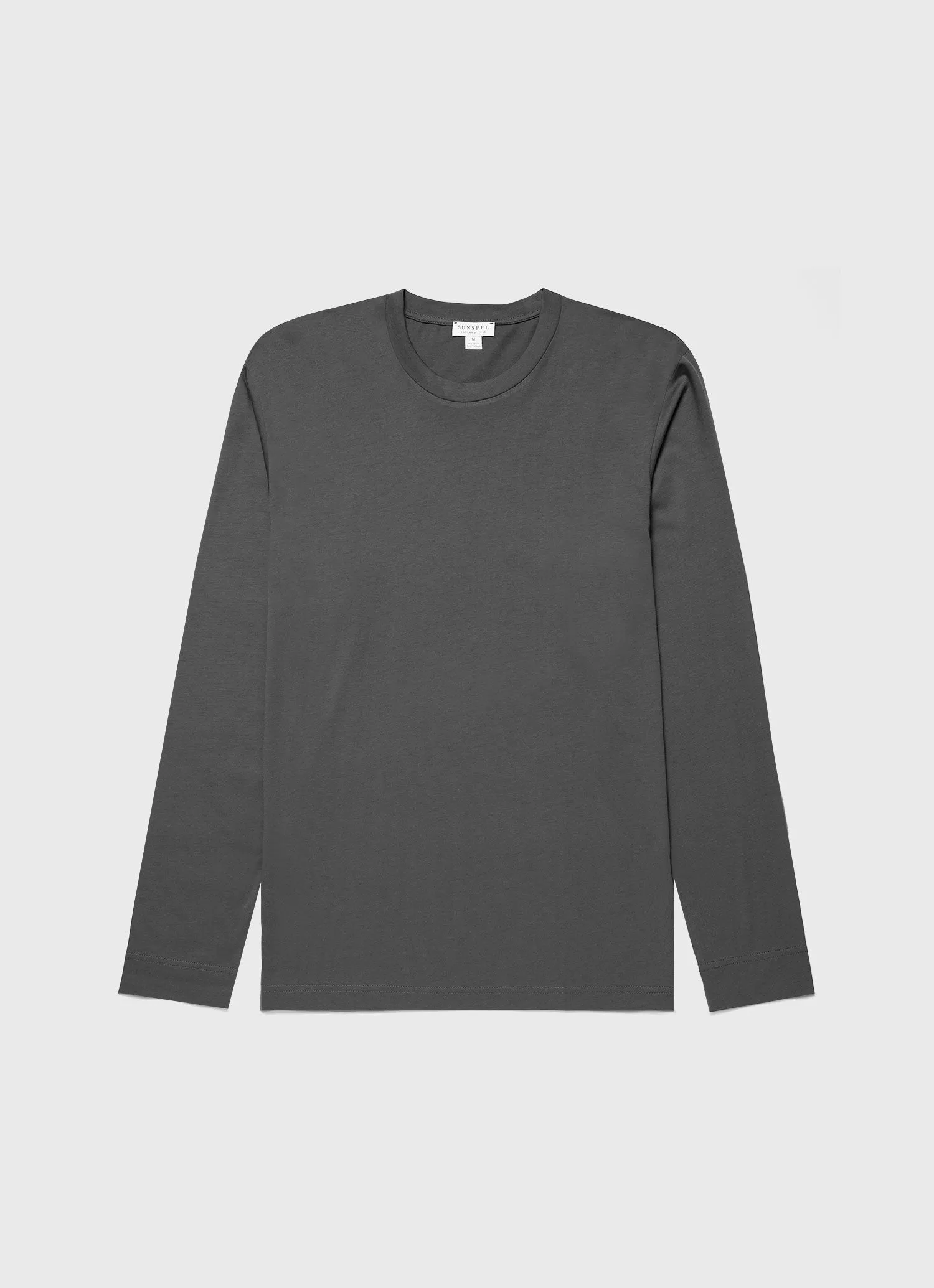 Men's Long Sleeve Riviera Midweight T-shirt in Drill Green sold by Sunspel