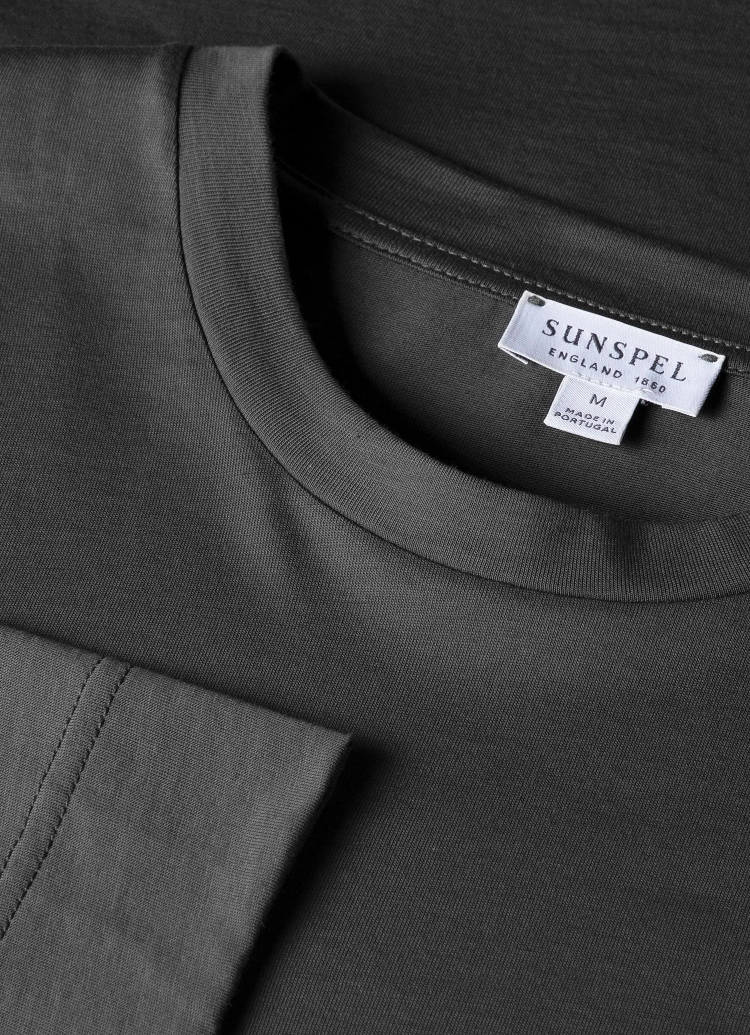 Men's Long Sleeve Riviera Midweight T-shirt in Drill Green sold by Sunspel product image thumbnail 4