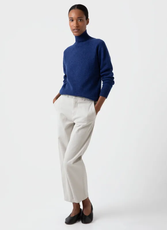 Women's Lambswool Funnel Neck Jumper in Space Blue sold by Sunspel