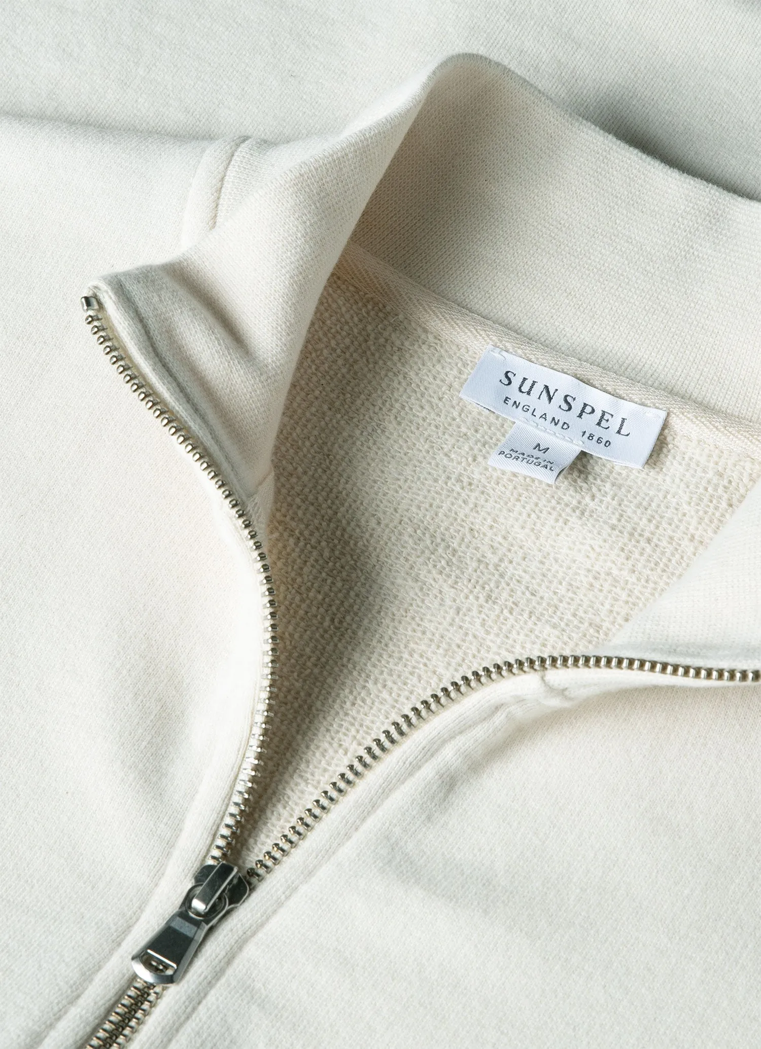 Men's Undyed Half Zip Loopback Sweatshirt in Undyed sold by Sunspel product image thumbnail 4