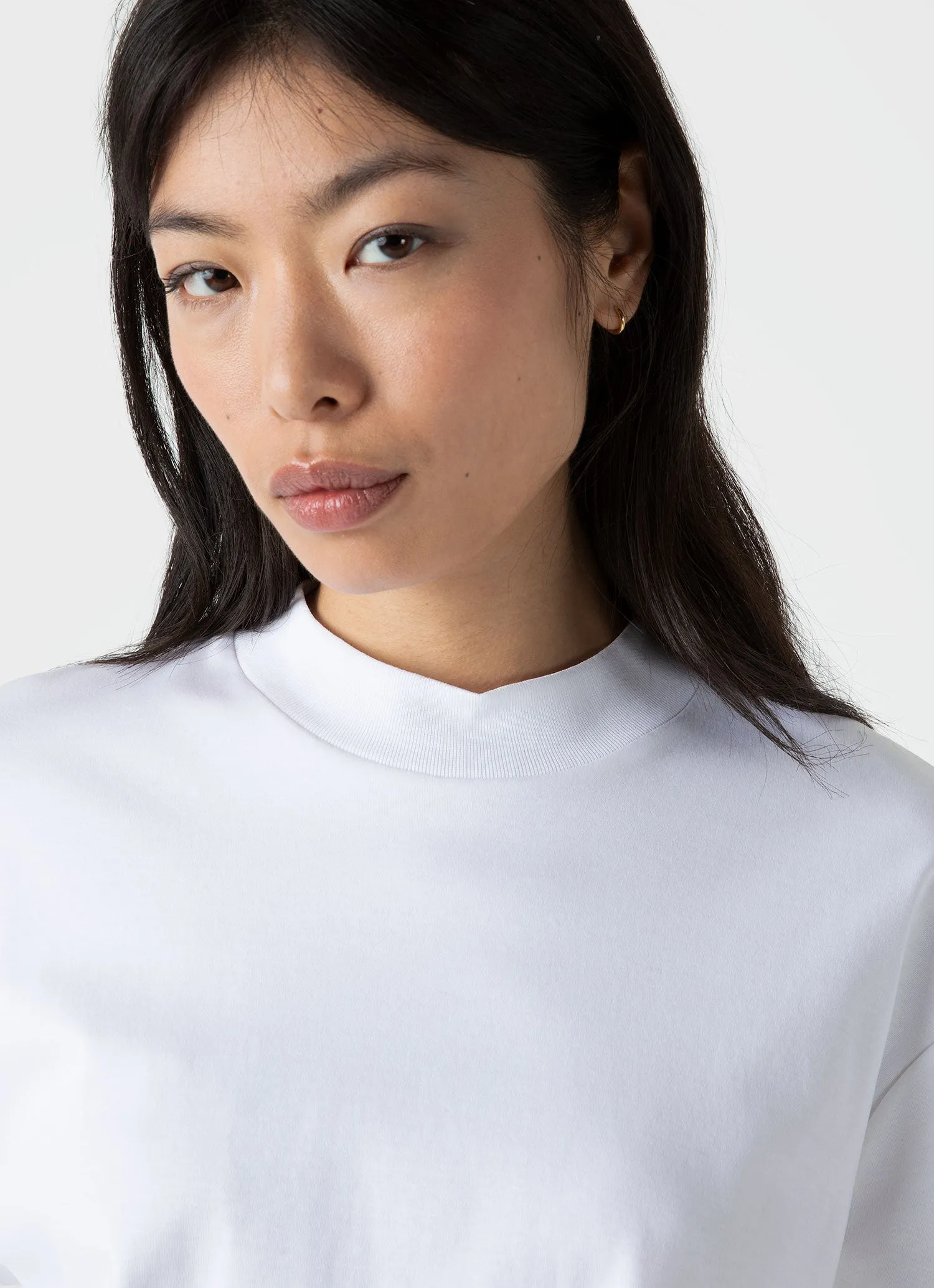Women's Mock Neck T-shirt in White sold by Sunspel product image thumbnail 3