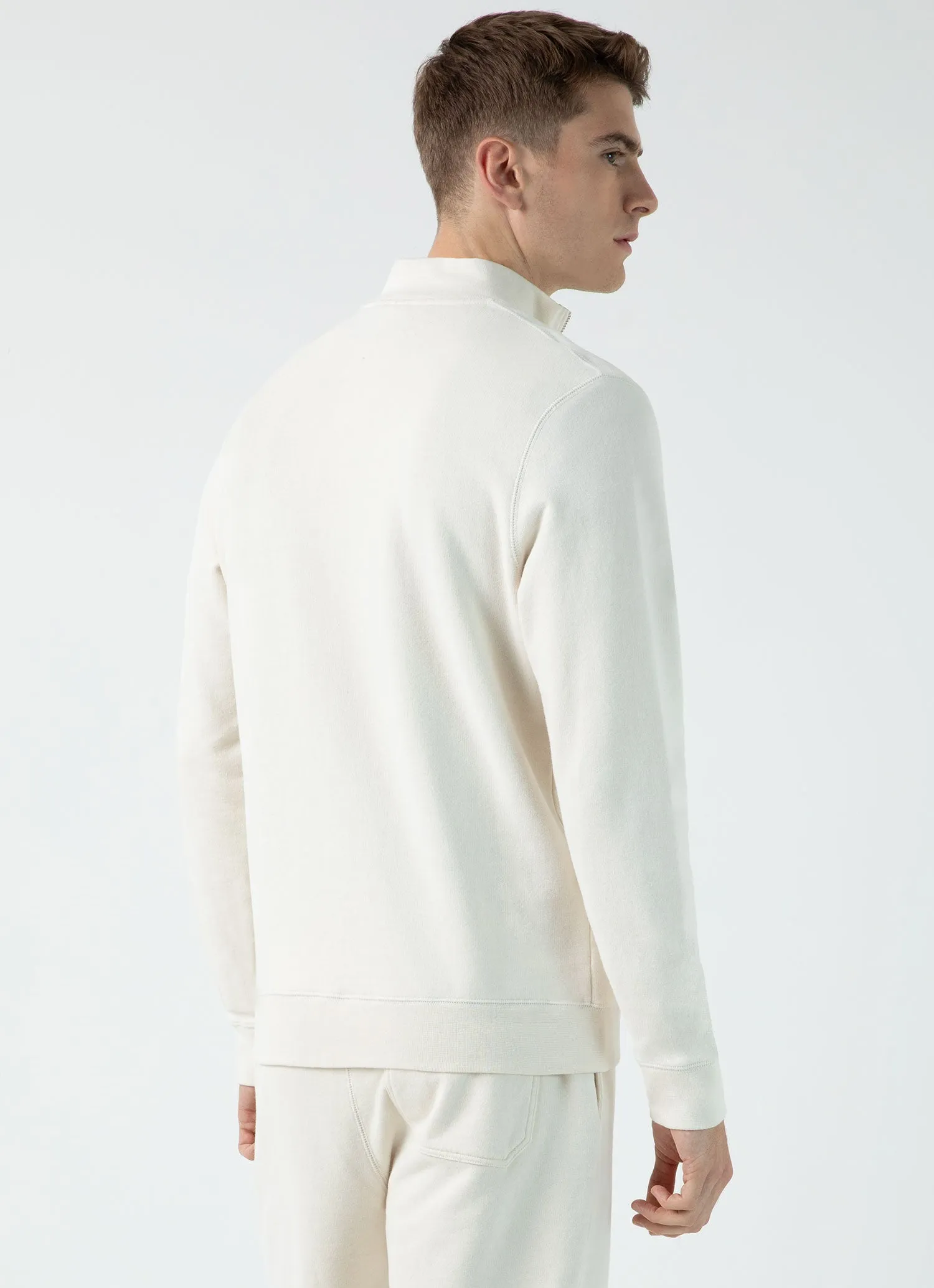 Men's Undyed Half Zip Loopback Sweatshirt in Undyed sold by Sunspel product image thumbnail 5