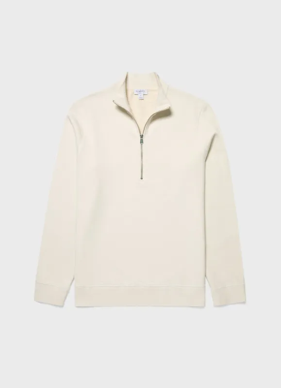 Men's Undyed Half Zip Loopback Sweatshirt in Undyed sold by Sunspel
