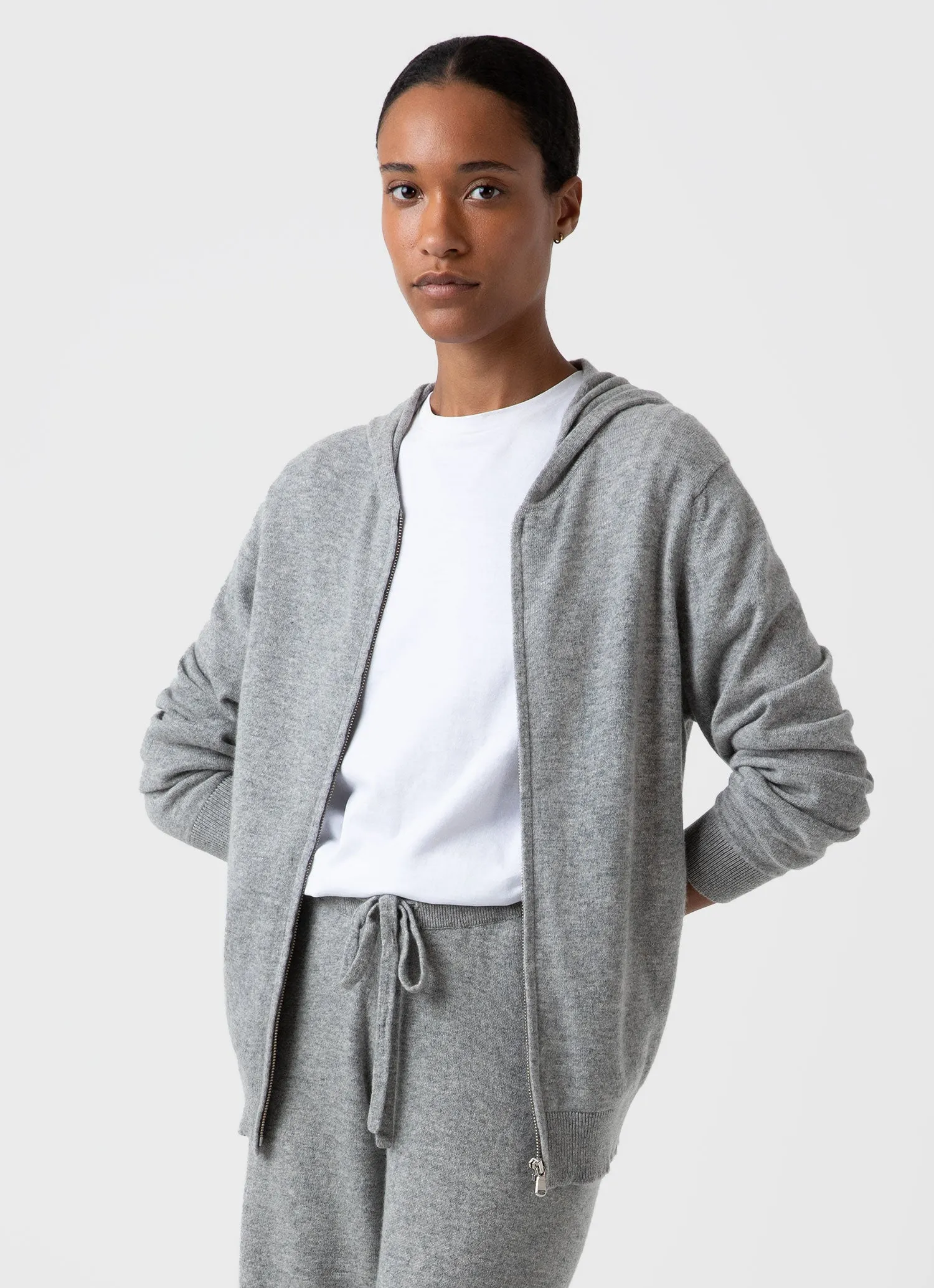 Women's Cashmere Zip Hoodie in Grey sold by Sunspel
