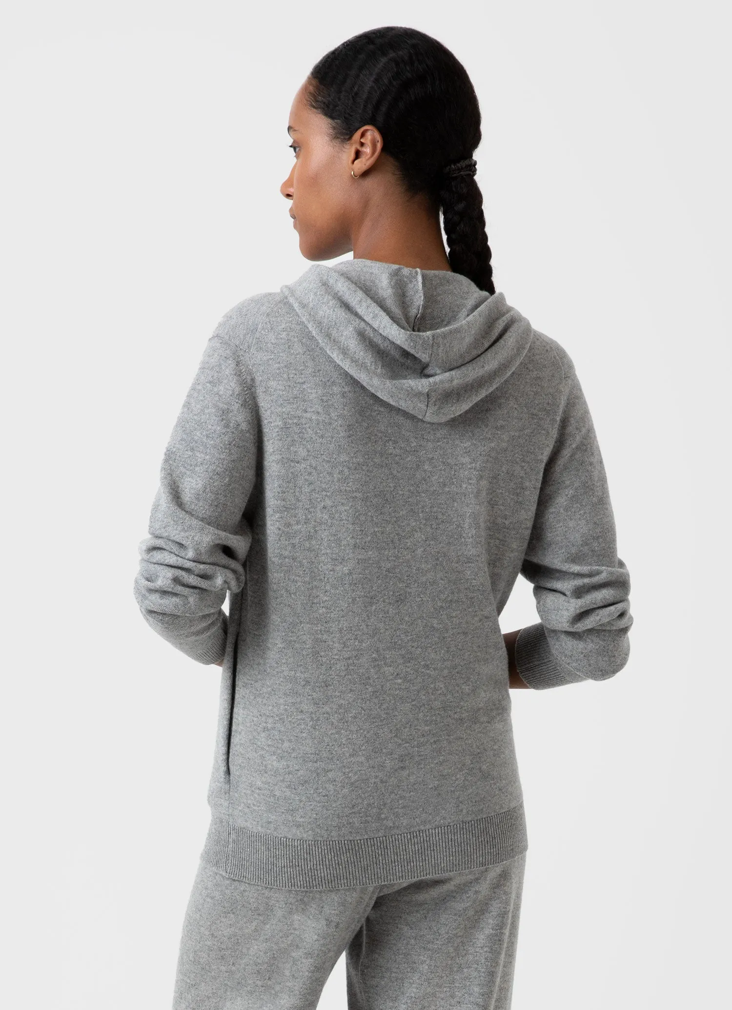 Women's Cashmere Zip Hoodie in Grey sold by Sunspel product image thumbnail 4