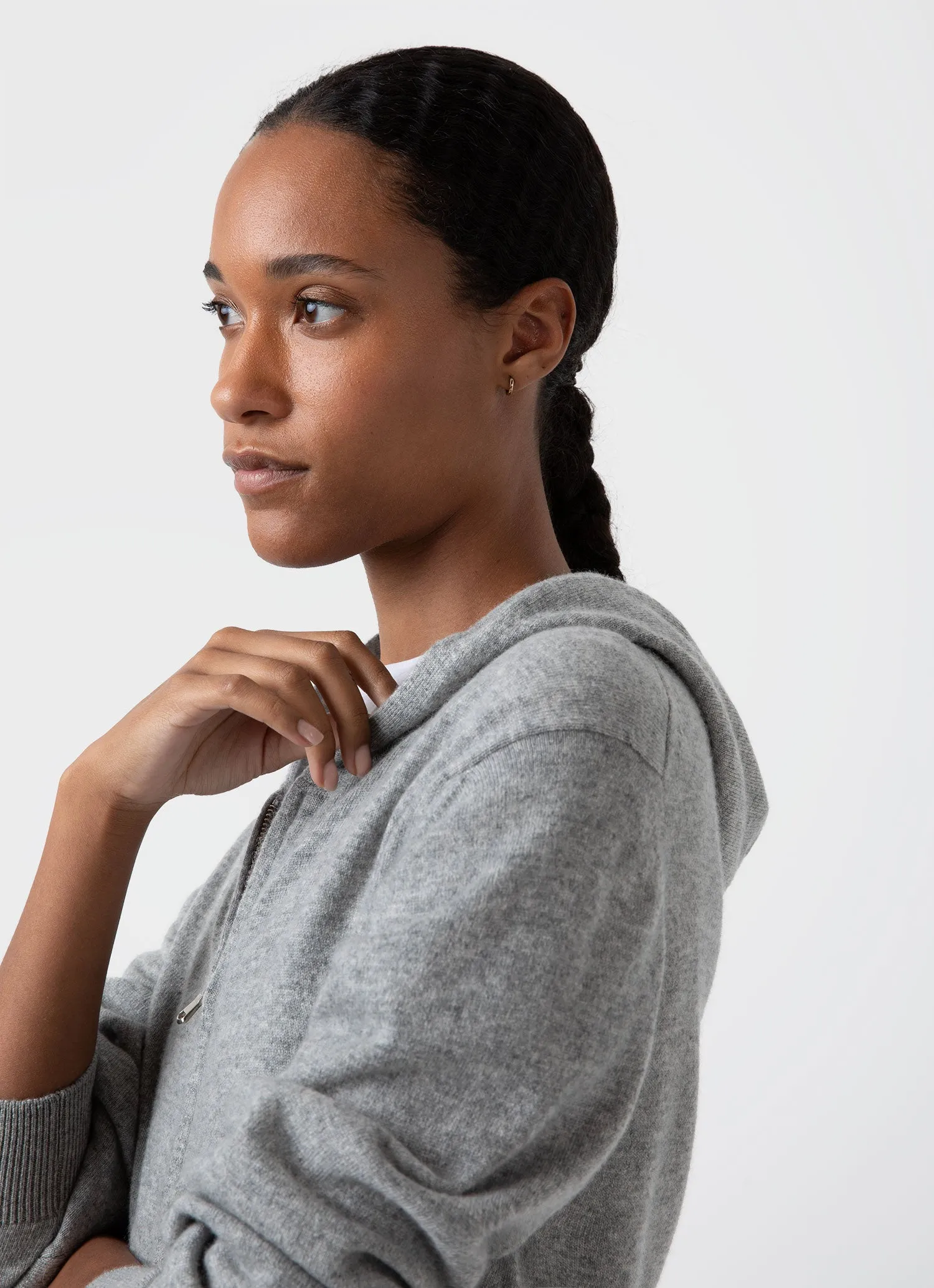Women's Cashmere Zip Hoodie in Grey sold by Sunspel product image thumbnail 2