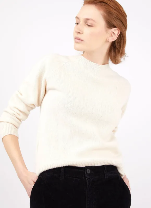 Women's Lambswool Crew Neck Jumper in Ecru sold by Sunspel