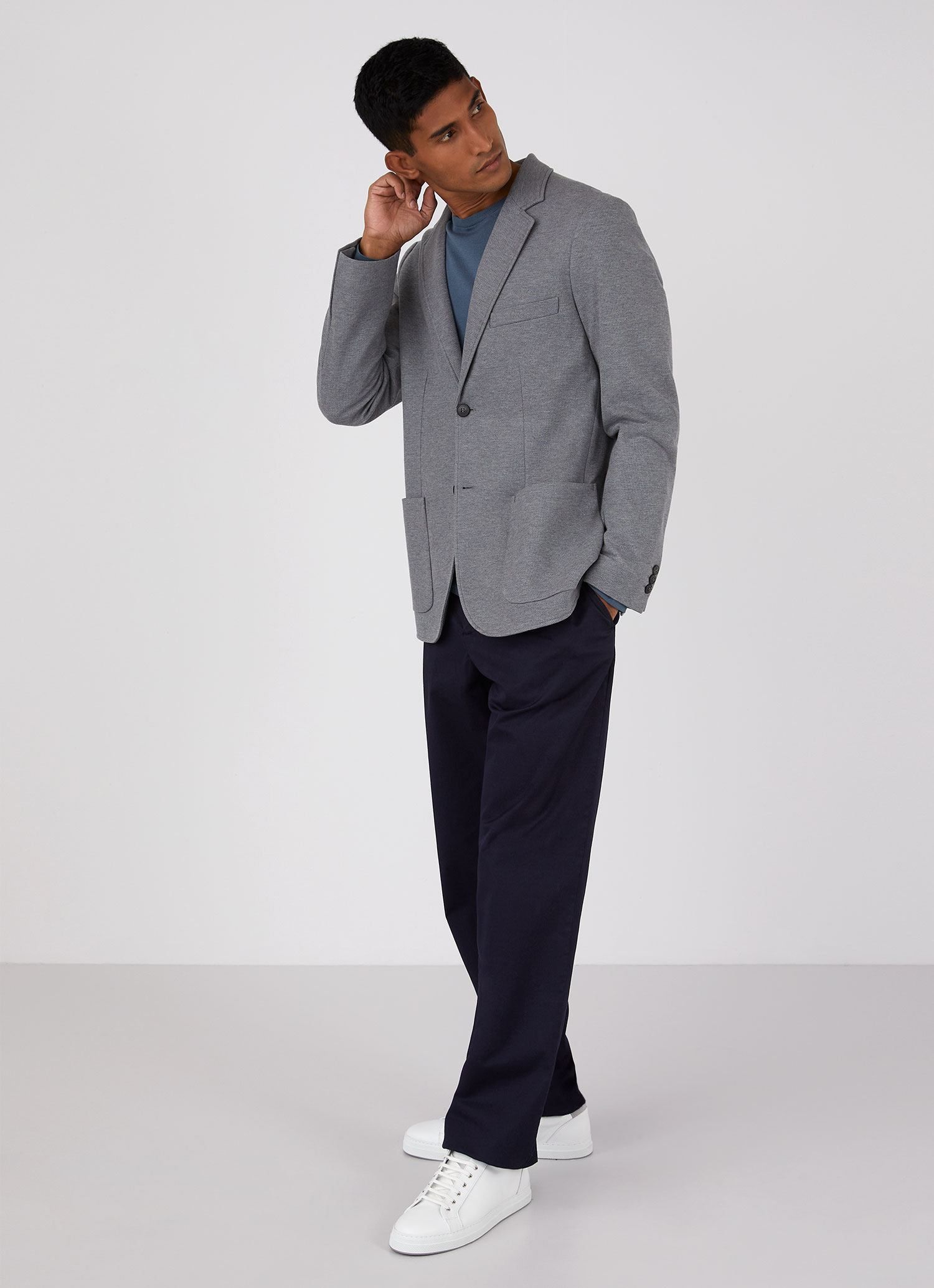 Men's Unstructured Blazer in Mid Grey Melange sold by Sunspel product image thumbnail 3