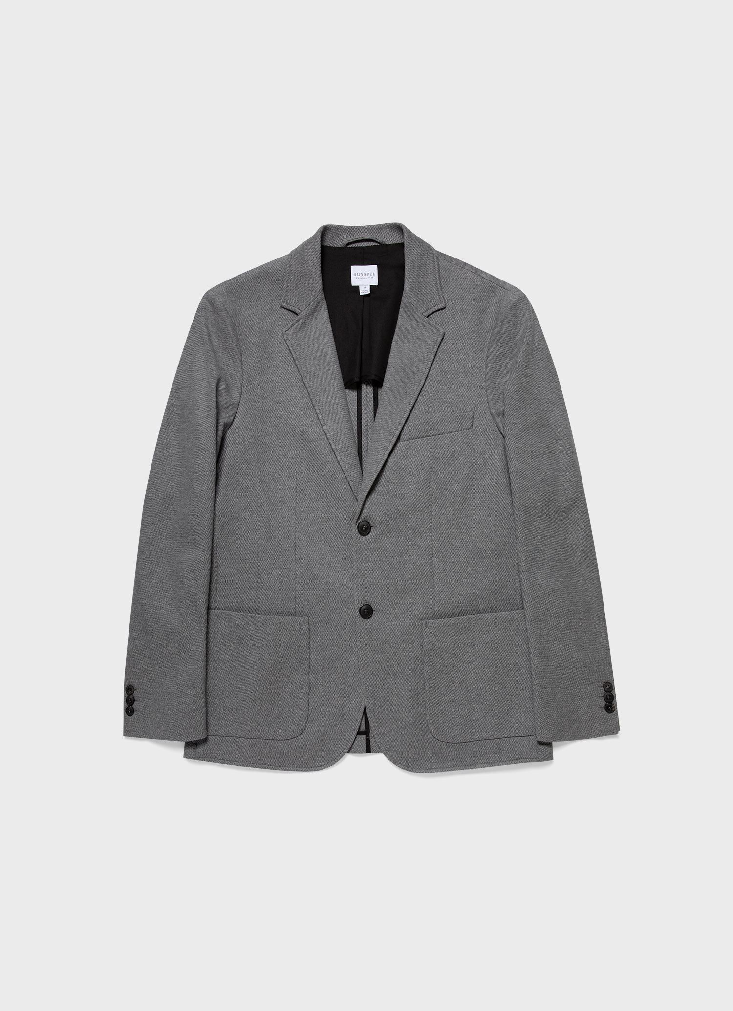 Men's Unstructured Blazer in Mid Grey Melange sold by Sunspel
