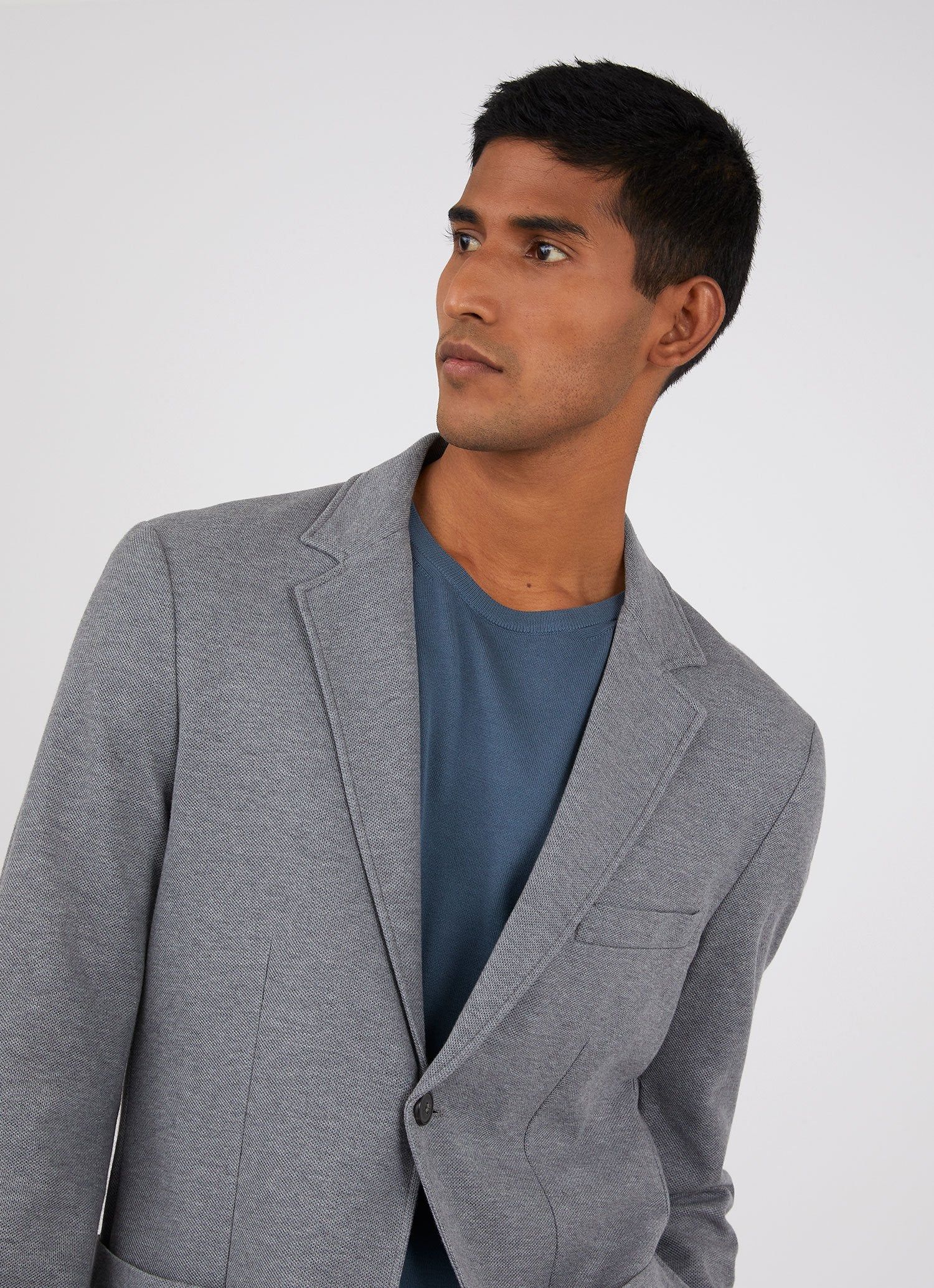 Men's Unstructured Blazer in Mid Grey Melange sold by Sunspel product image thumbnail 5
