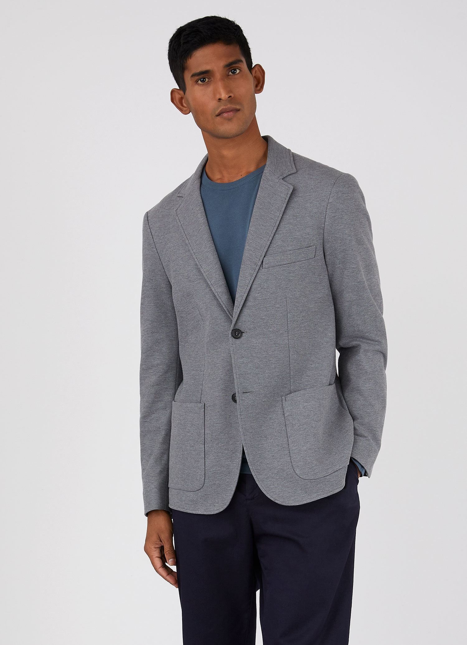 Men's Unstructured Blazer in Mid Grey Melange sold by Sunspel product image thumbnail 2