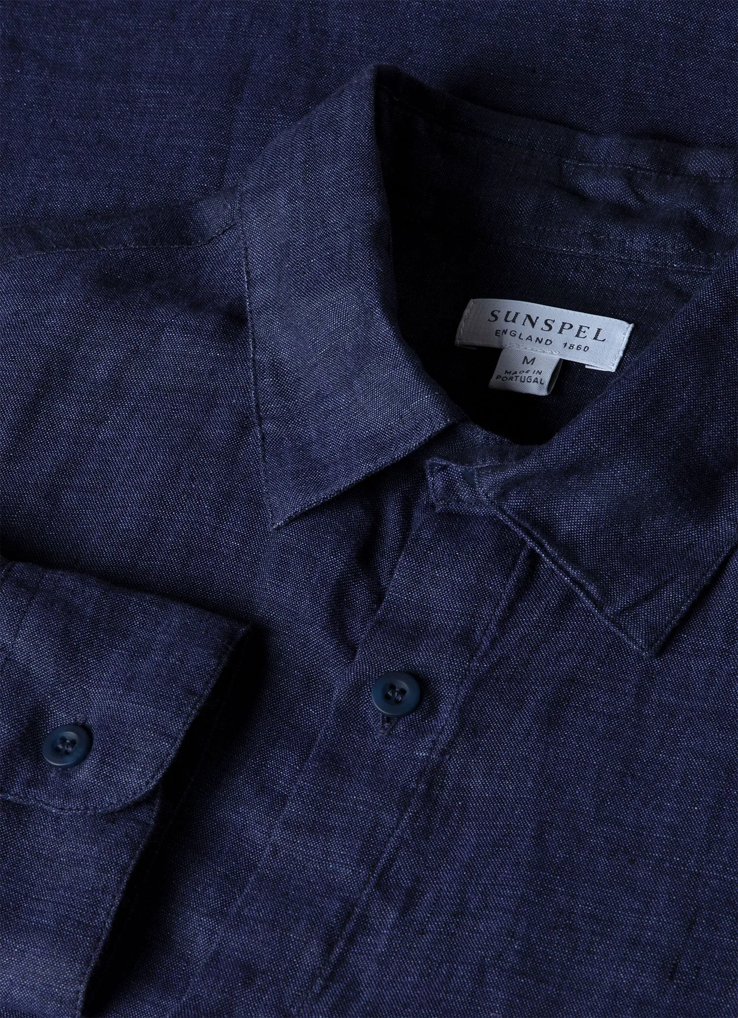 Men's Linen Shirt in Navy Melange sold by Sunspel product image thumbnail 4