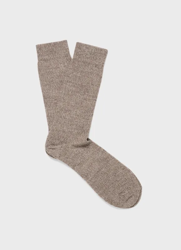 Men's Merino Wool Socks in Umber Brown Twist sold by Sunspel