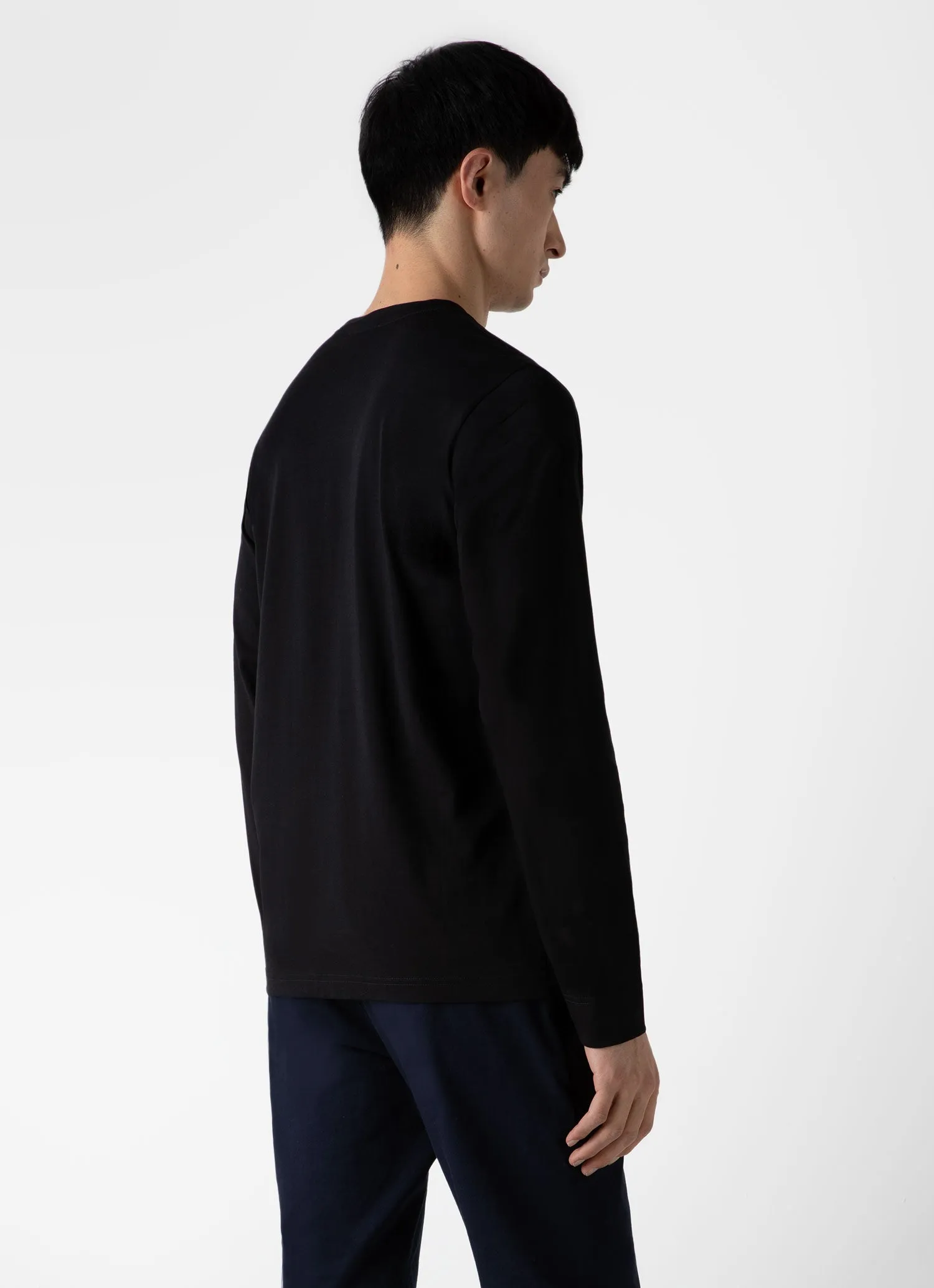 Men's Long Sleeve Riviera T-shirt in Black sold by Sunspel product image thumbnail 5