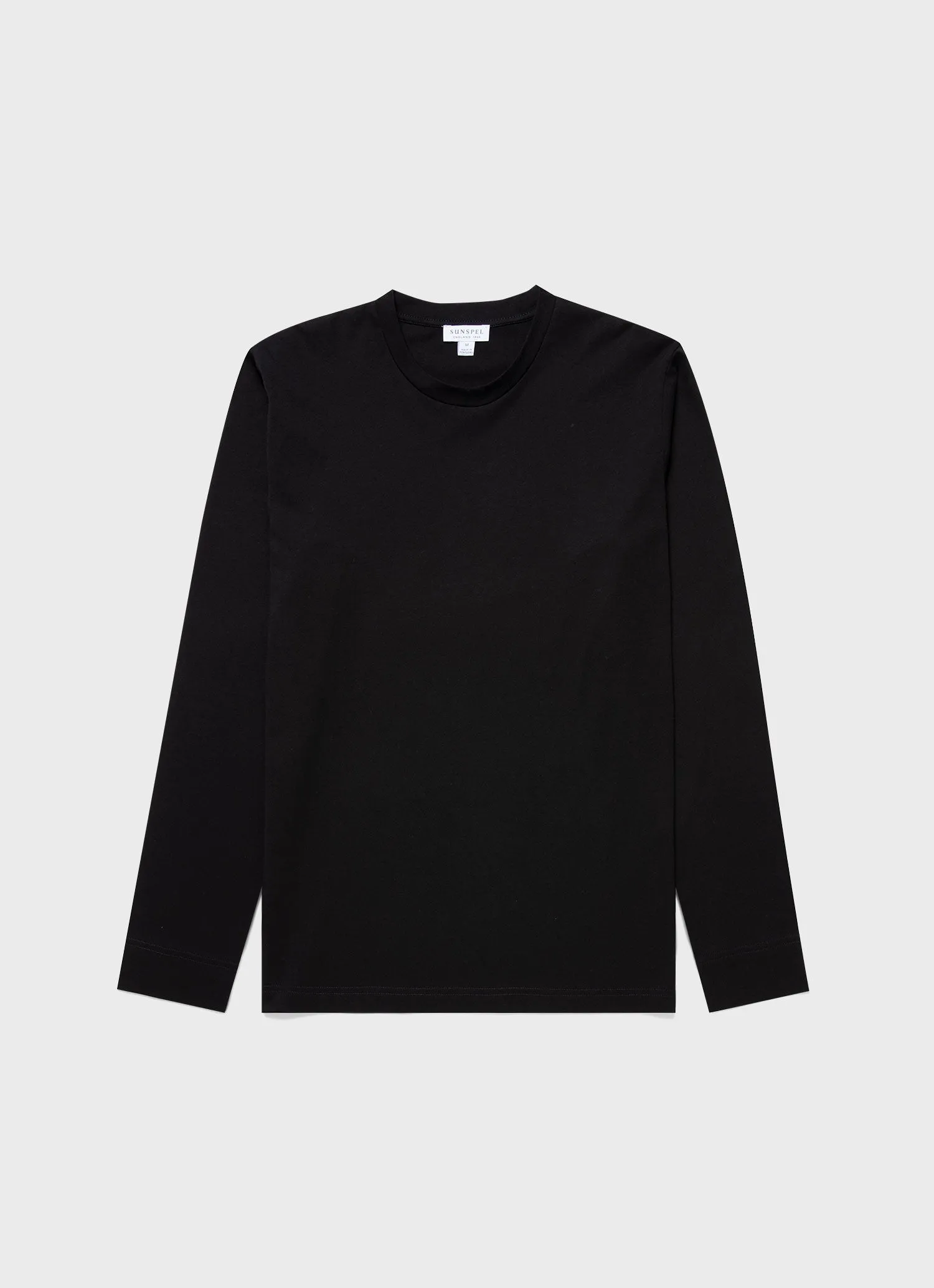 Men's Long Sleeve Riviera T-shirt in Black sold by Sunspel