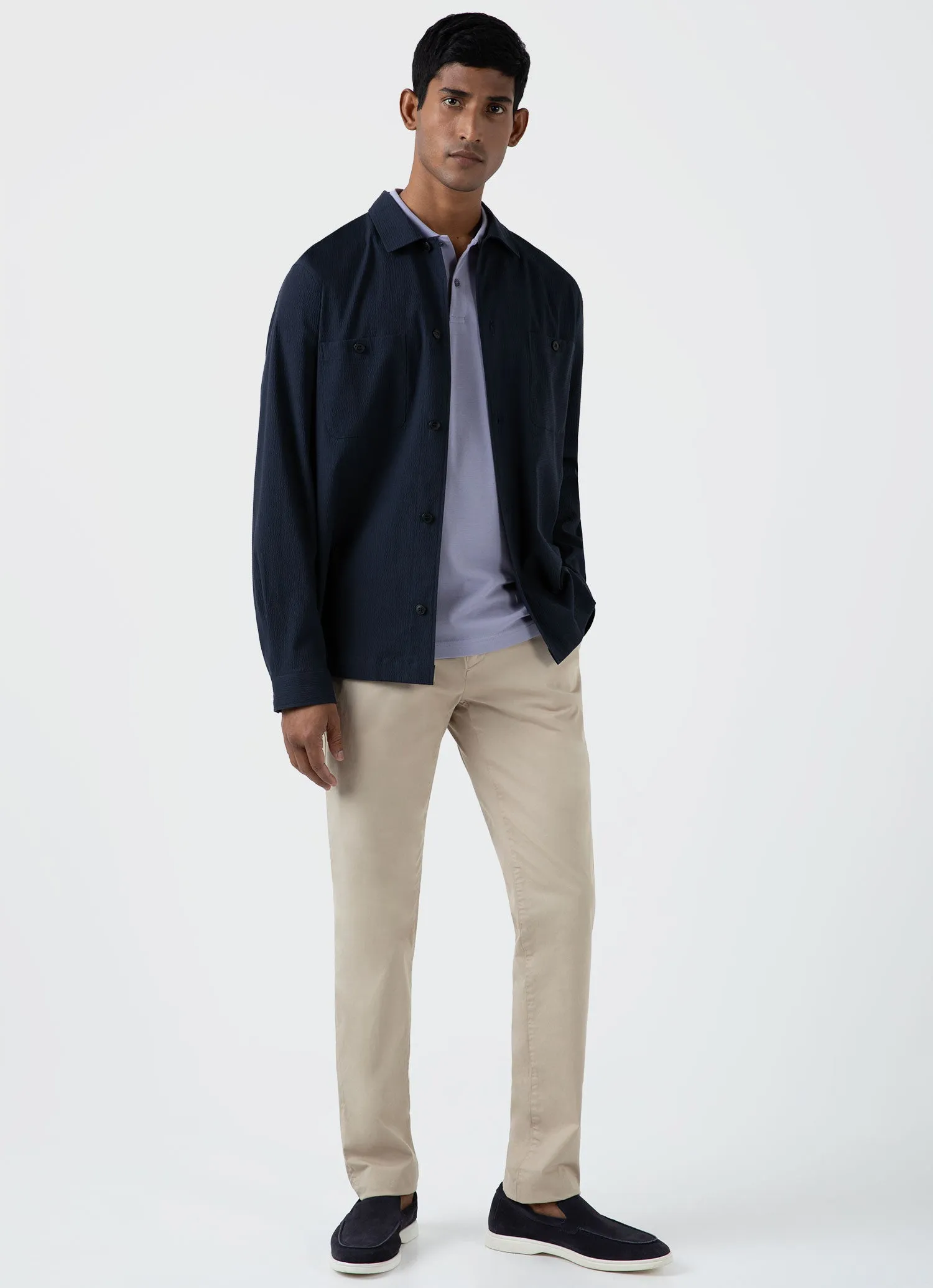 Men's Piqué Polo Shirt in Lavendar sold by Sunspel product image thumbnail 3