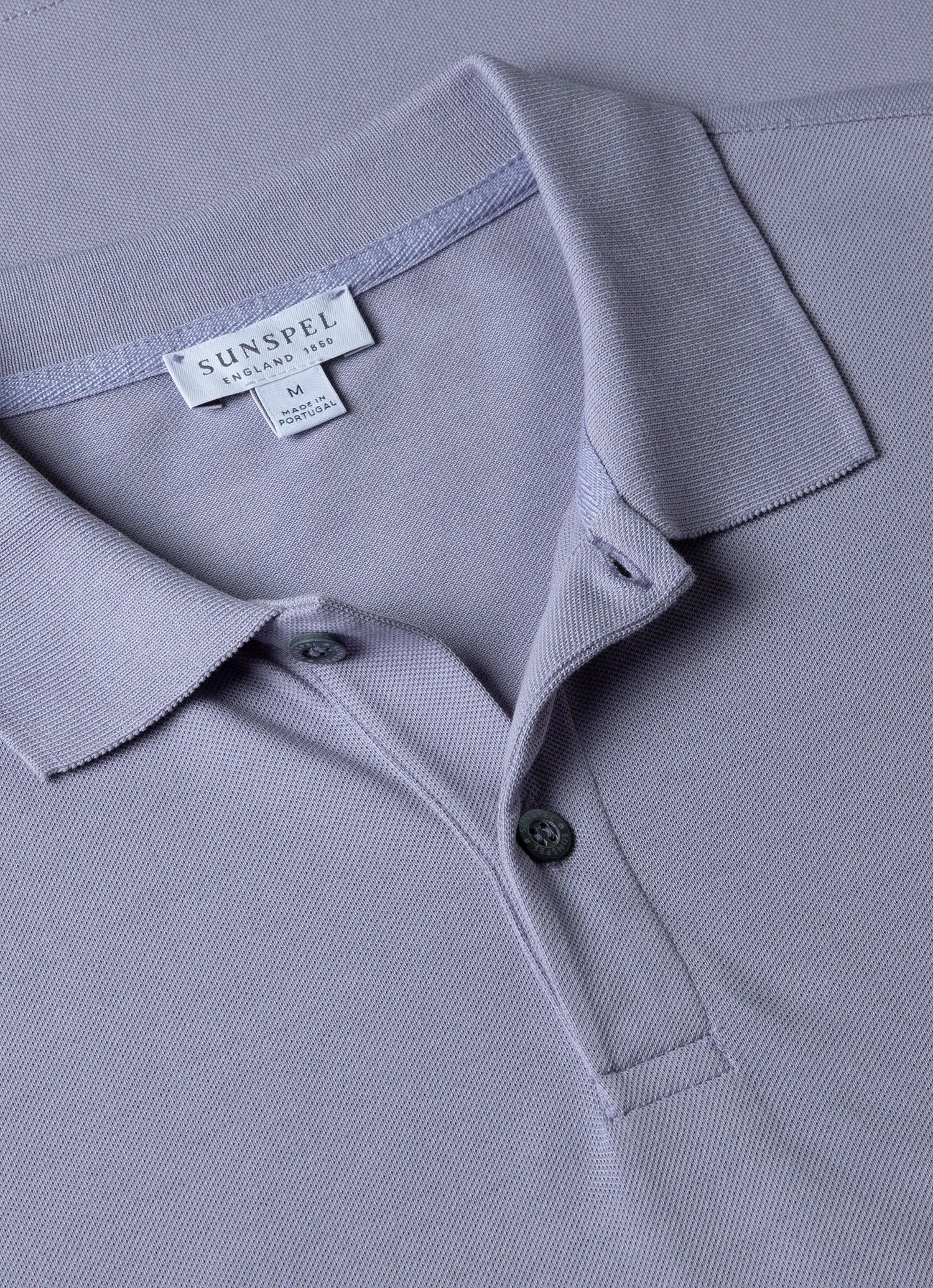 Men's Piqué Polo Shirt in Lavendar sold by Sunspel product image thumbnail 4