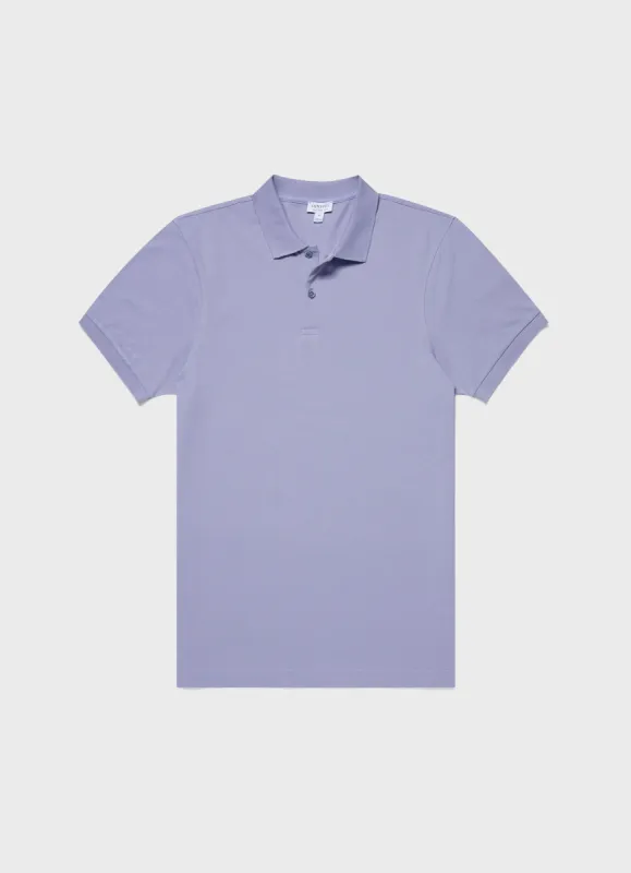 Men's Piqué Polo Shirt in Lavendar sold by Sunspel