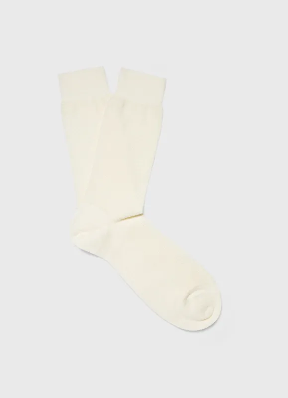 Men's Merino Wool Waffle Socks in Ecru sold by Sunspel