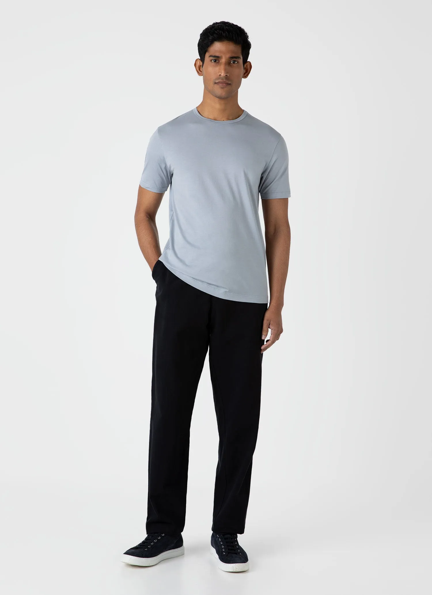 Men's Classic T-shirt in Smoke Blue sold by Sunspel product image thumbnail 3