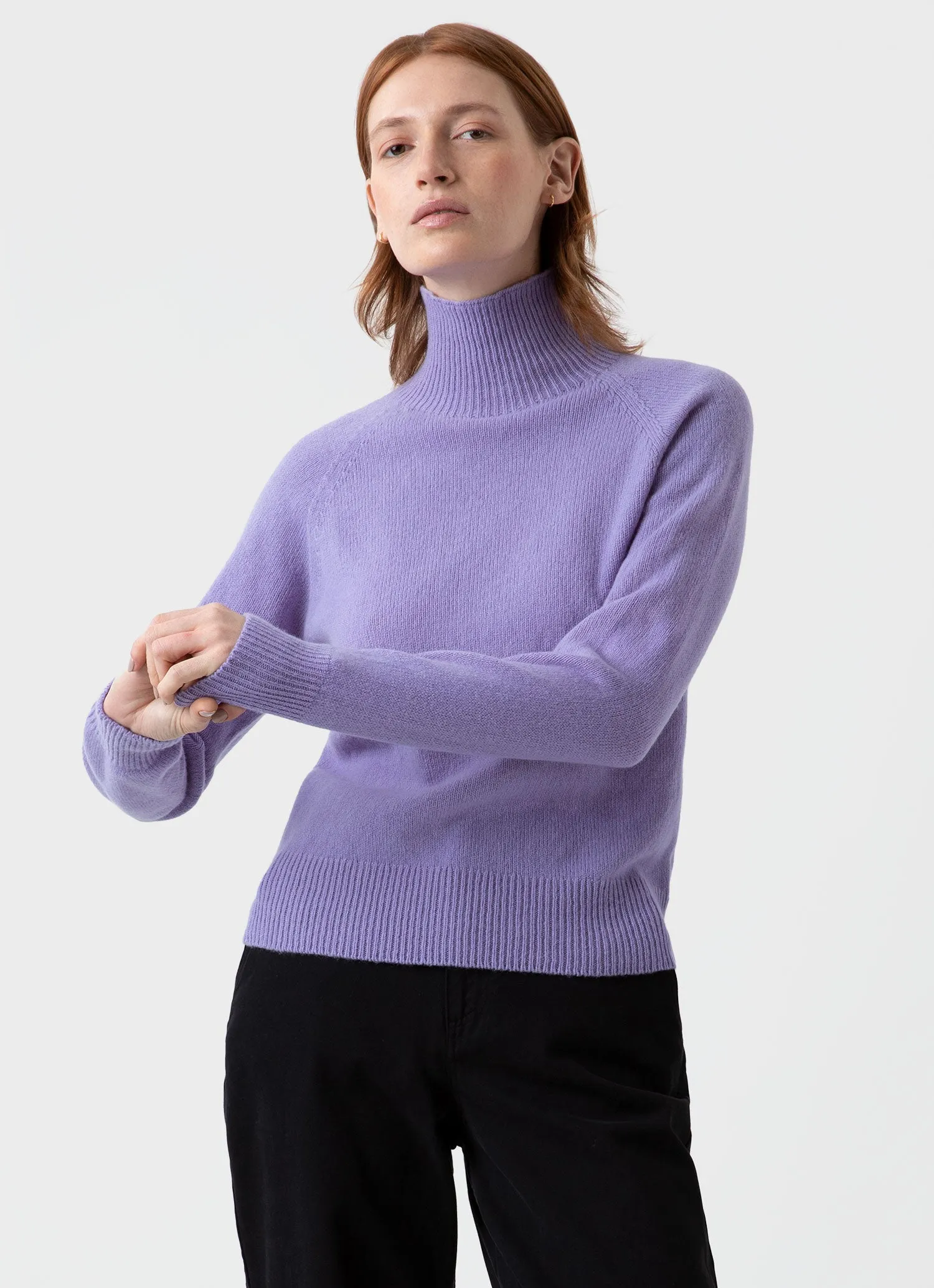 Women's Lambswool Funnel Neck Jumper in Heather sold by Sunspel